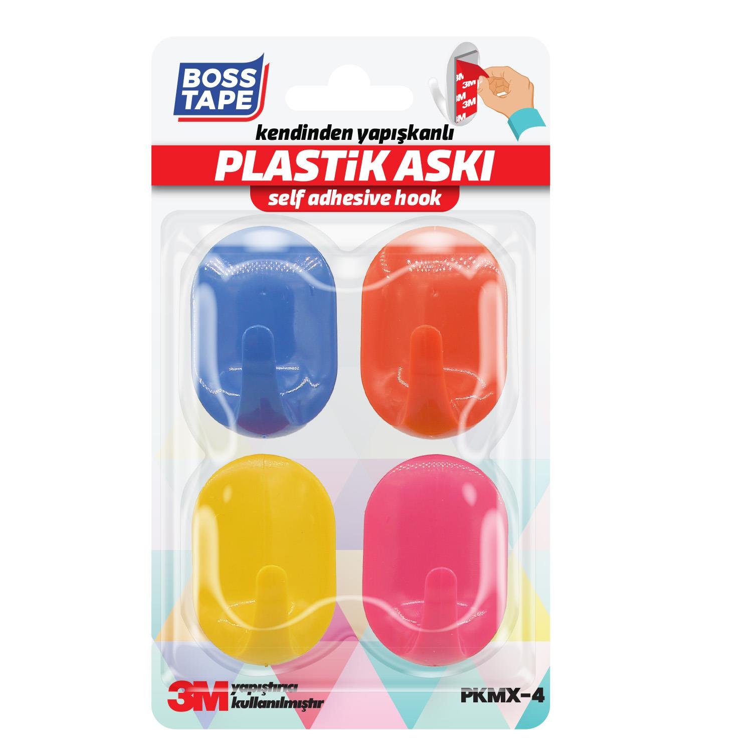 Boss Tape 3M Bantlı Çok Renkli 4'lü Askı