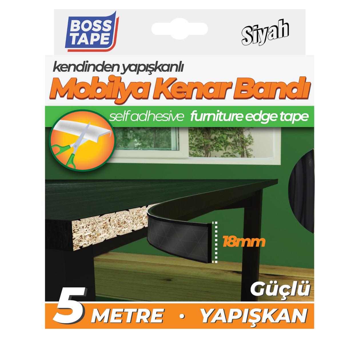 Boss Tape Yapışkanlı Siyah Masa Mobilya Kenar Bandı