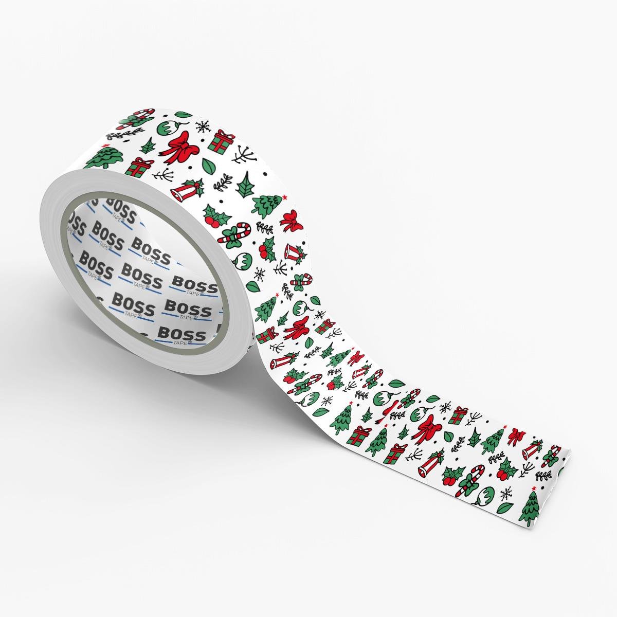 Boss Tape Yılbaşı Süsü Baskılı Koli Bandı En:50mm Boy:66mt