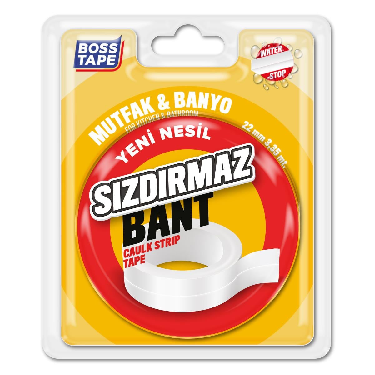 Boss Tapeİzolasyon Bantları3,35 metre Su Sızdırmaz Geçirmez Lavabo Küvet Tezgah Köşe Bandı En:22mm Beyaz