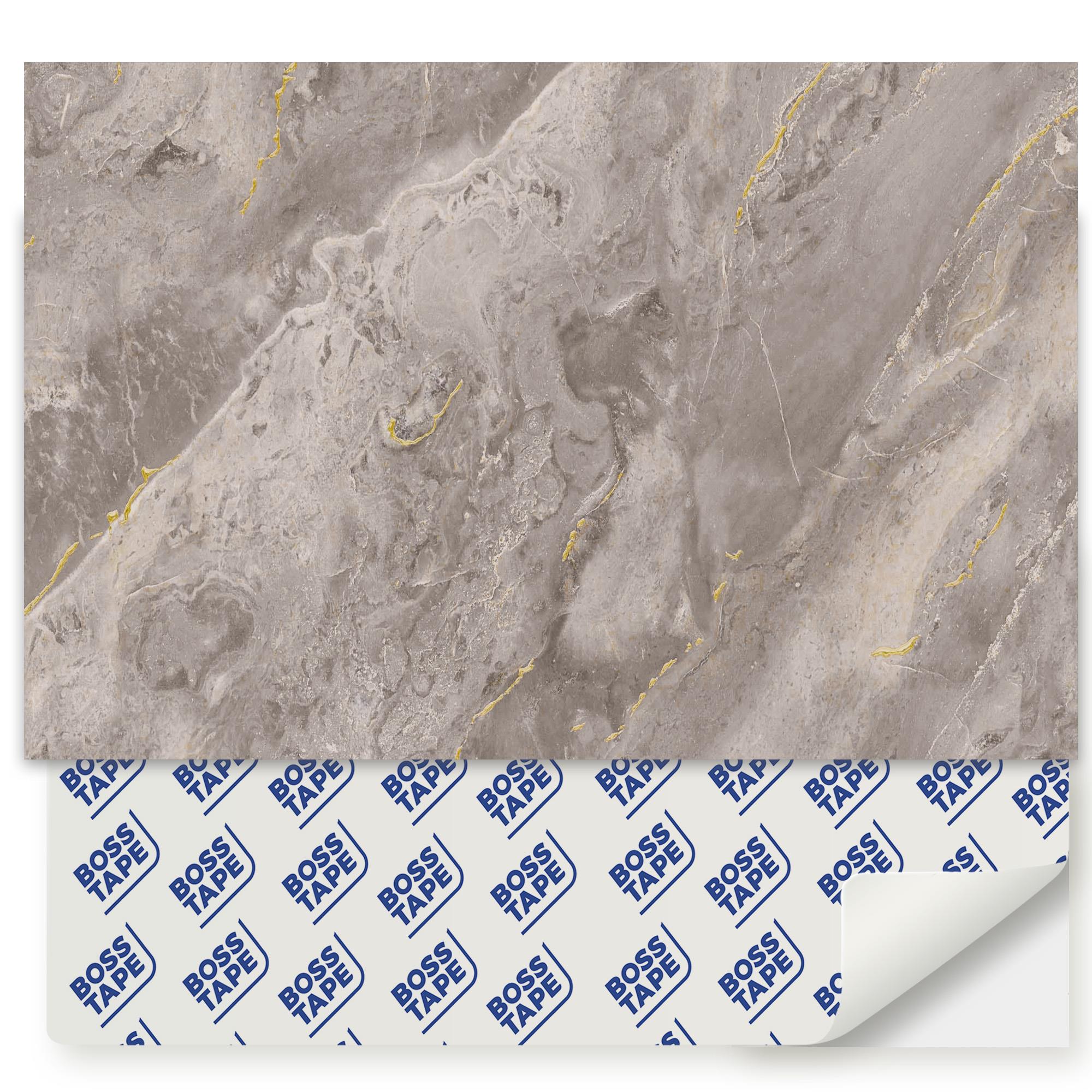 Boss TapeDöşeme4 Adet PVC Karo Kendinden Yapışkanlı Banyo Mutfak Fayans Kaplama 44x64cm Bej Mermer