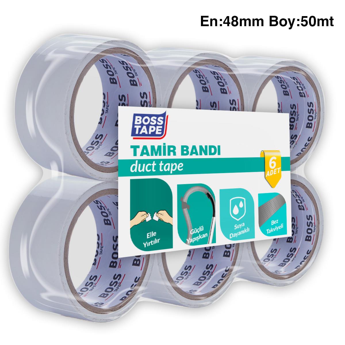 Boss Tapeİzolasyon Bantları6 Adet Tamir Bandı Beyaz En:48mm Boy:50mt