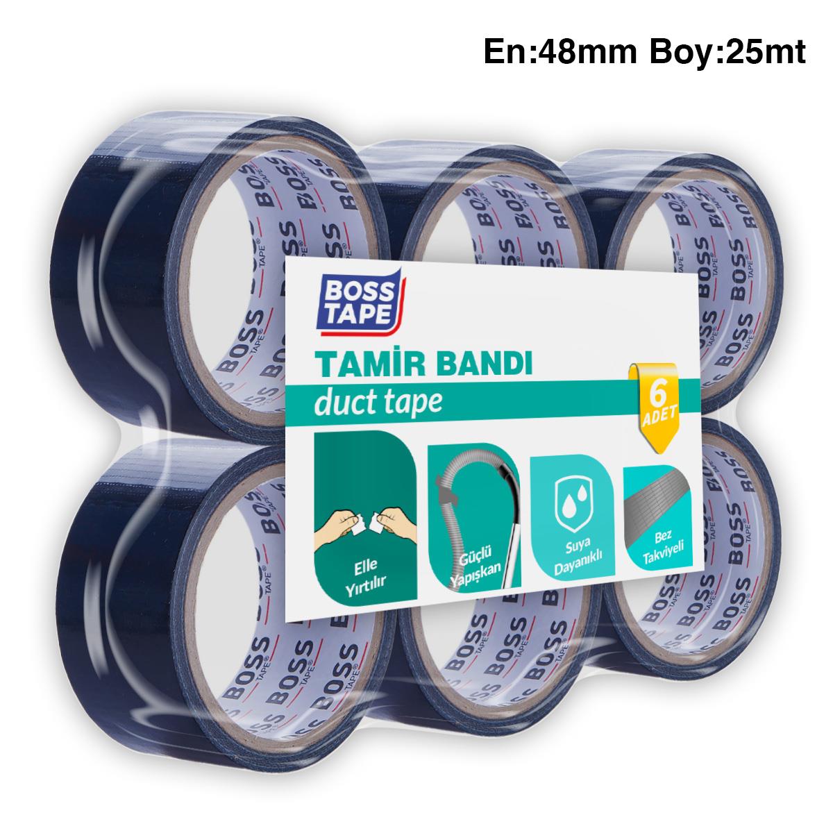 Boss Tapeİzolasyon Bantları6 Adet Tamir Bandı Siyah En:48mm Boy:25mt
