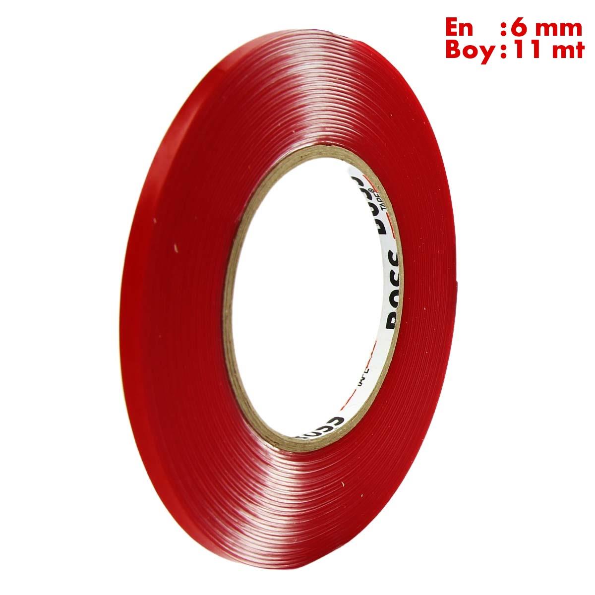 Boss TapeYer İşaretleme BantlarıAkrilik Çift Taraflı Köpük Montaj Bandı En:6mm Boy:11mt