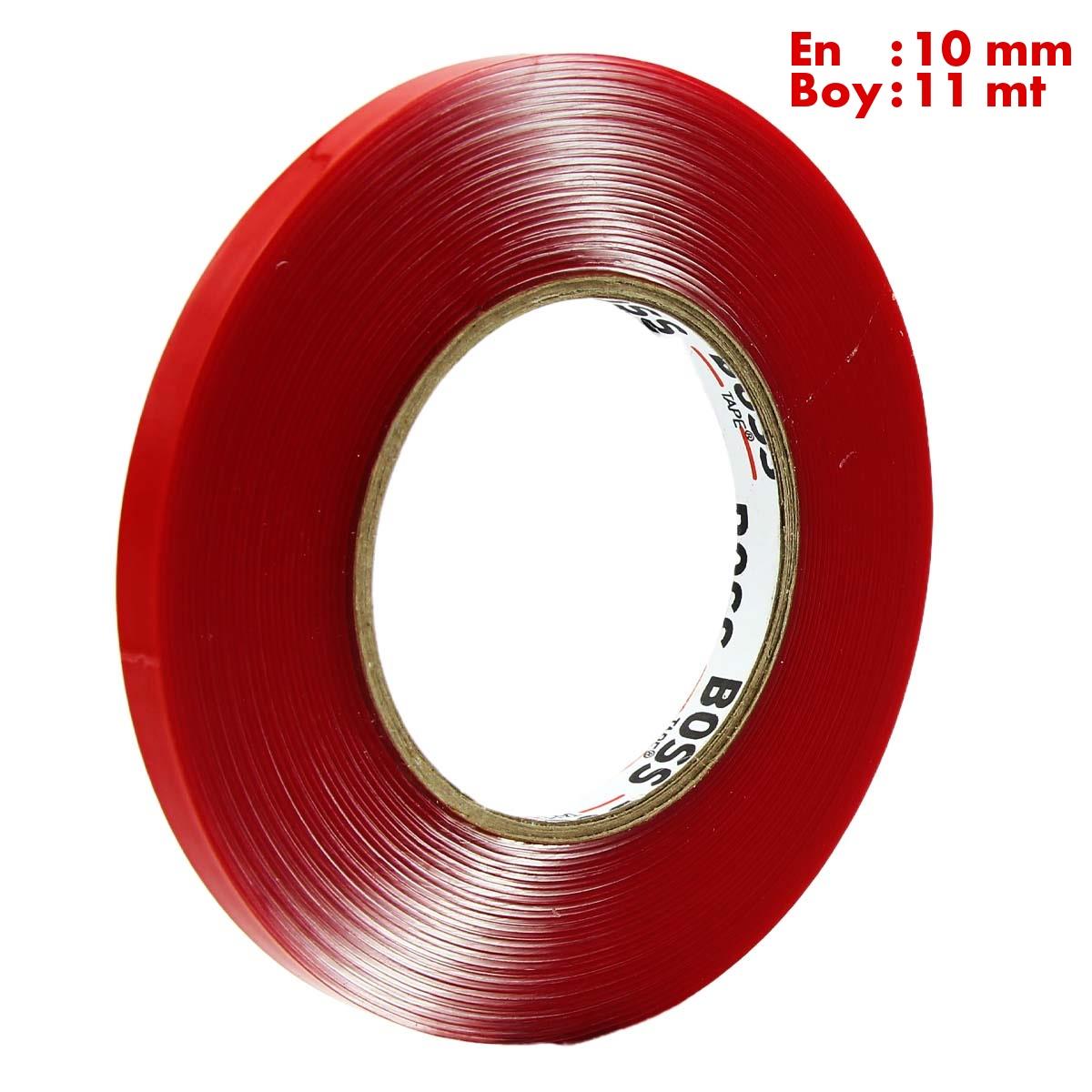 Boss TapeYer İşaretleme BantlarıAkrilik Çift Taraflı Köpük Montaj Bandı En:10mm Boy:11mt