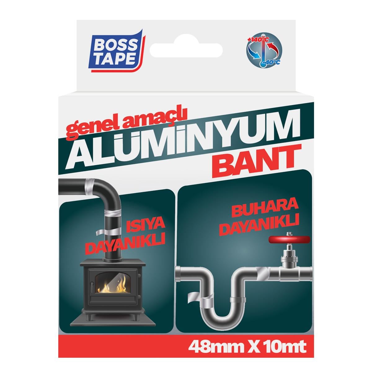 Boss TapeAlüminyum BantlarAlüminyum Bant Akrilik 30 mikron En:48mm Boy:10mt