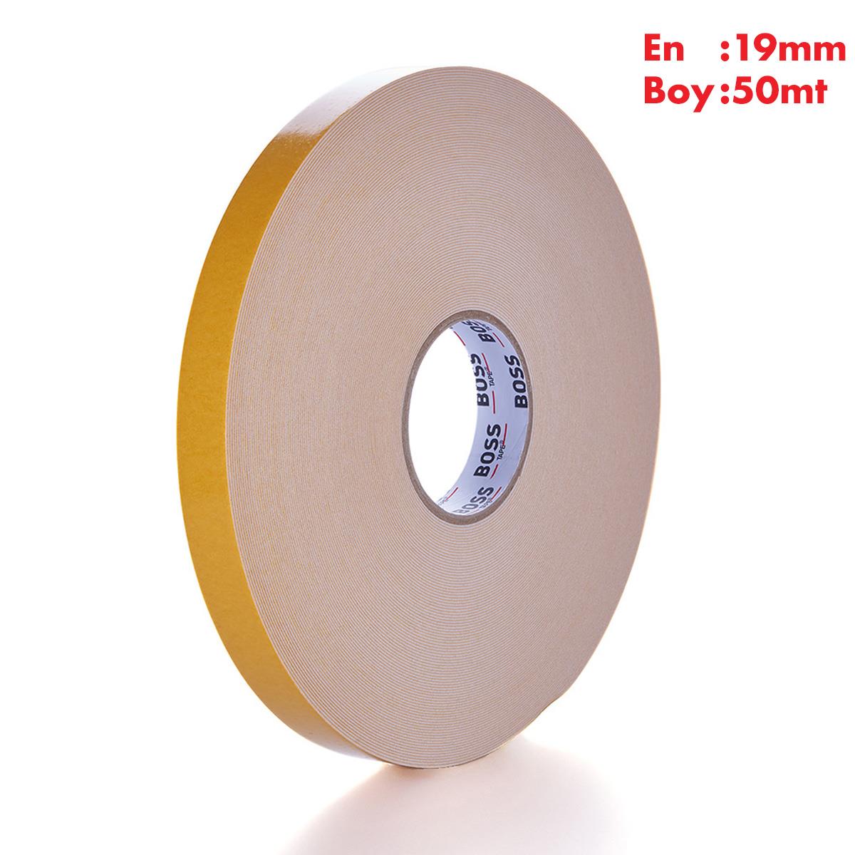 Boss Tapeİzolasyon BantlarıÇift Taraflı Köpük Montaj Bandı Yüksek Yoğunluklu En:19mm Boy:50mt