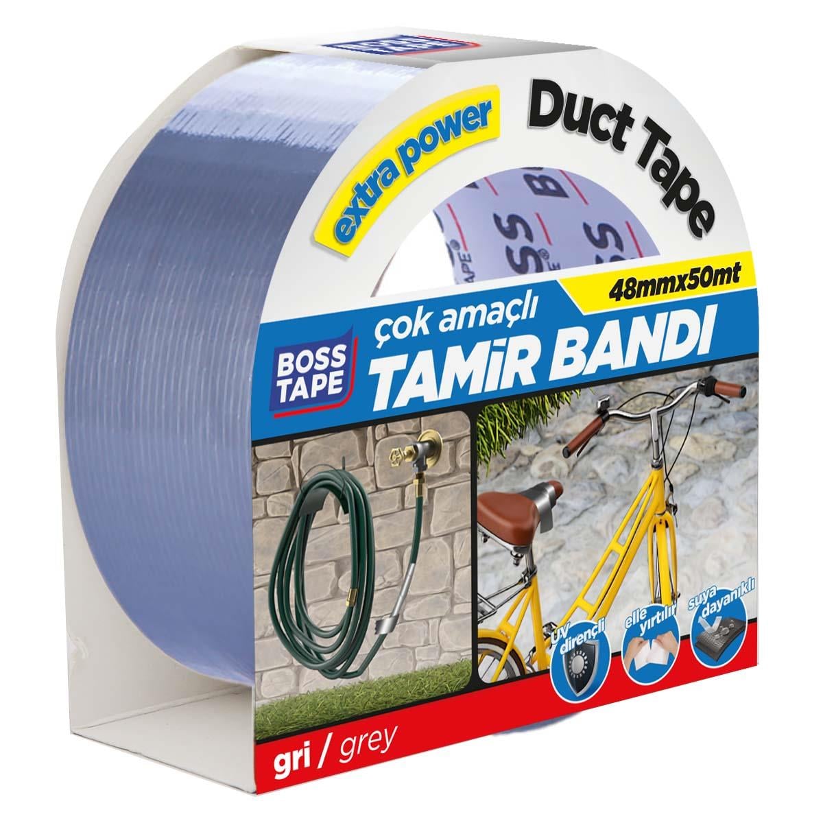 Boss TapeReflektif BantlarDuct Tape Tamir Bandı Bez Bant Gri En:48mm Boy:50mt