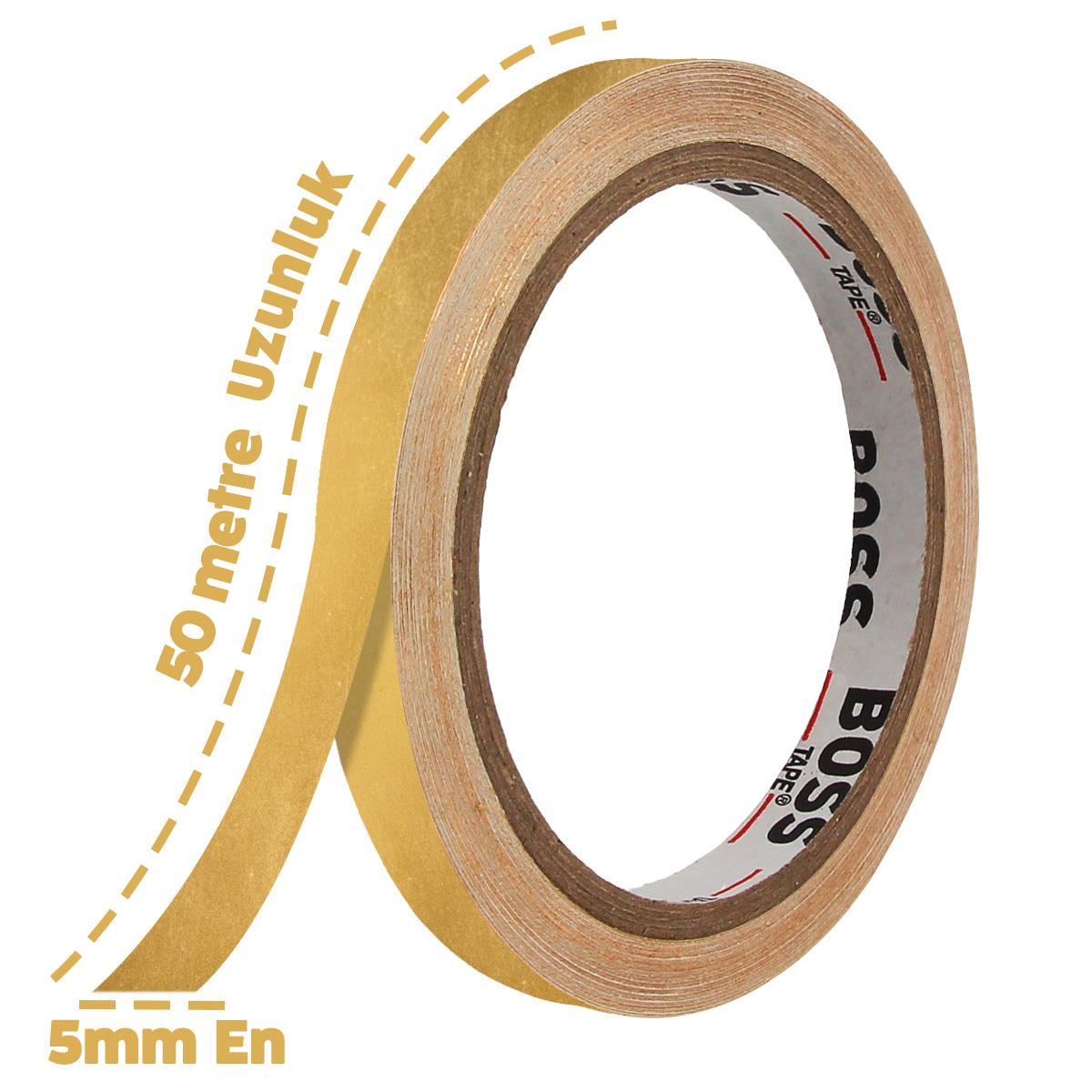 Boss TapeAlüminyum BantlarFayans Arası Yapışkanlı Şerit Derz Bandı Altın En:5mm Boy:50mt
