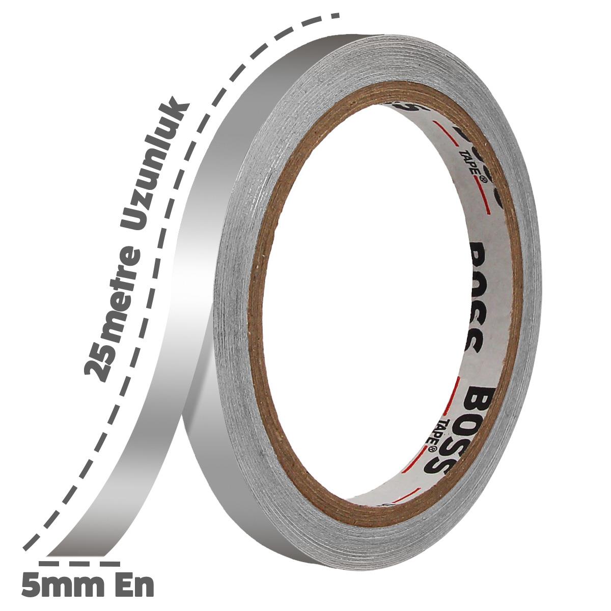 Boss TapeAlüminyum BantlarFayans Arası Yapışkanlı Şerit Derz Bandı Gümüş En:5mm Boy:25mt