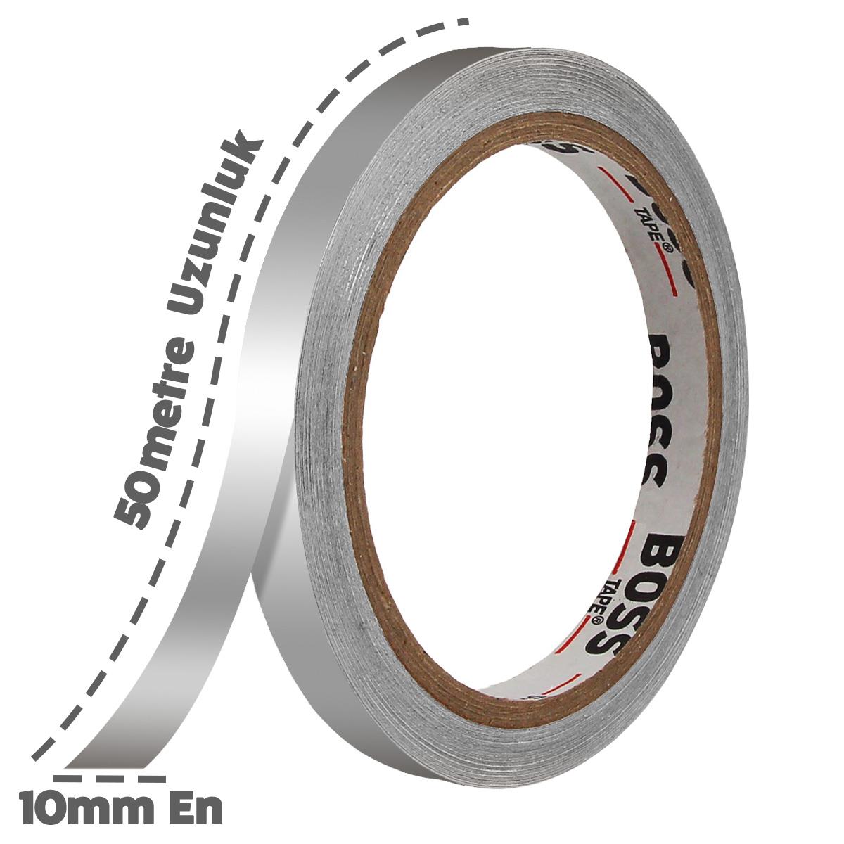 Boss TapeAlüminyum BantlarFayans Arası Yapışkanlı Şerit Derz Bandı Gümüş En:10mm Boy:50mt