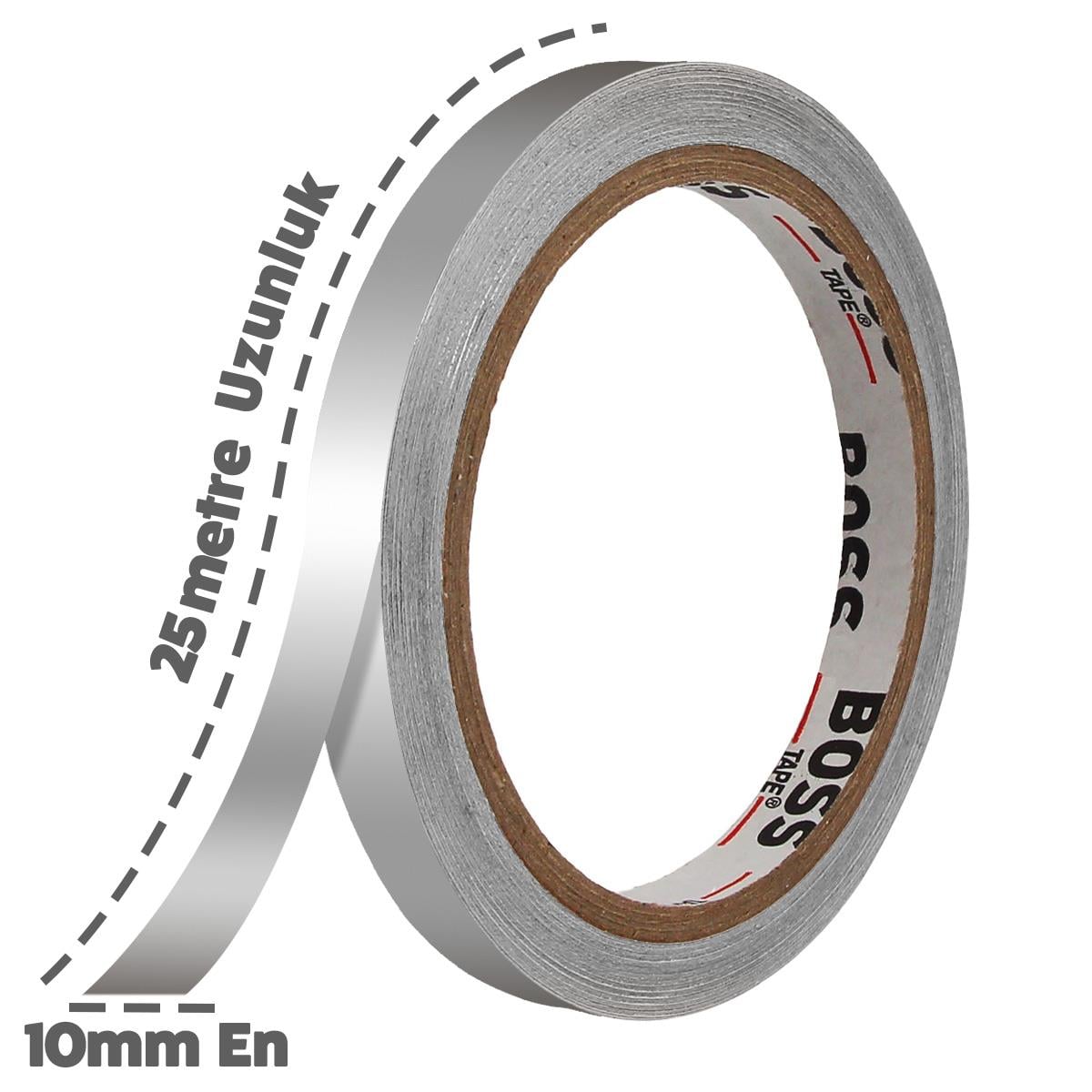 Boss TapeAlüminyum BantlarFayans Arası Yapışkanlı Şerit Derz Bandı Gümüş En:10mm Boy:25mt