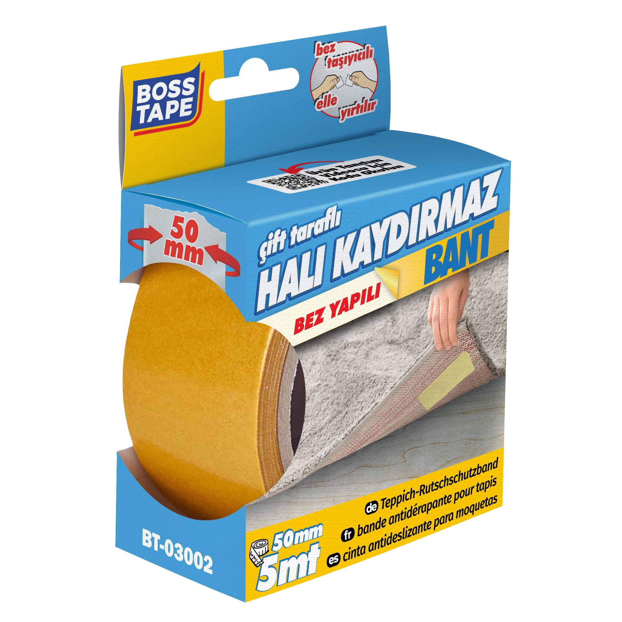Boss TapeMaskeleme BantlarıHalı Kaydırmaz Bant İz Bırakmaz Bez Sabitleme Bandı En:50mm Boy:5mt