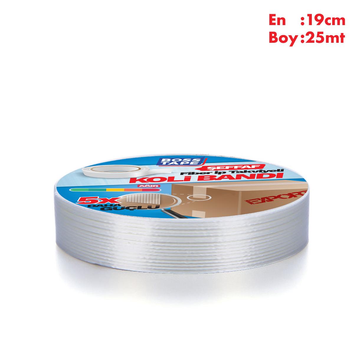 Boss TapeElektrik Bantlarıİp Takviyeli Çok Güçlü Koli Bandı En:19mm Boy:25mt
