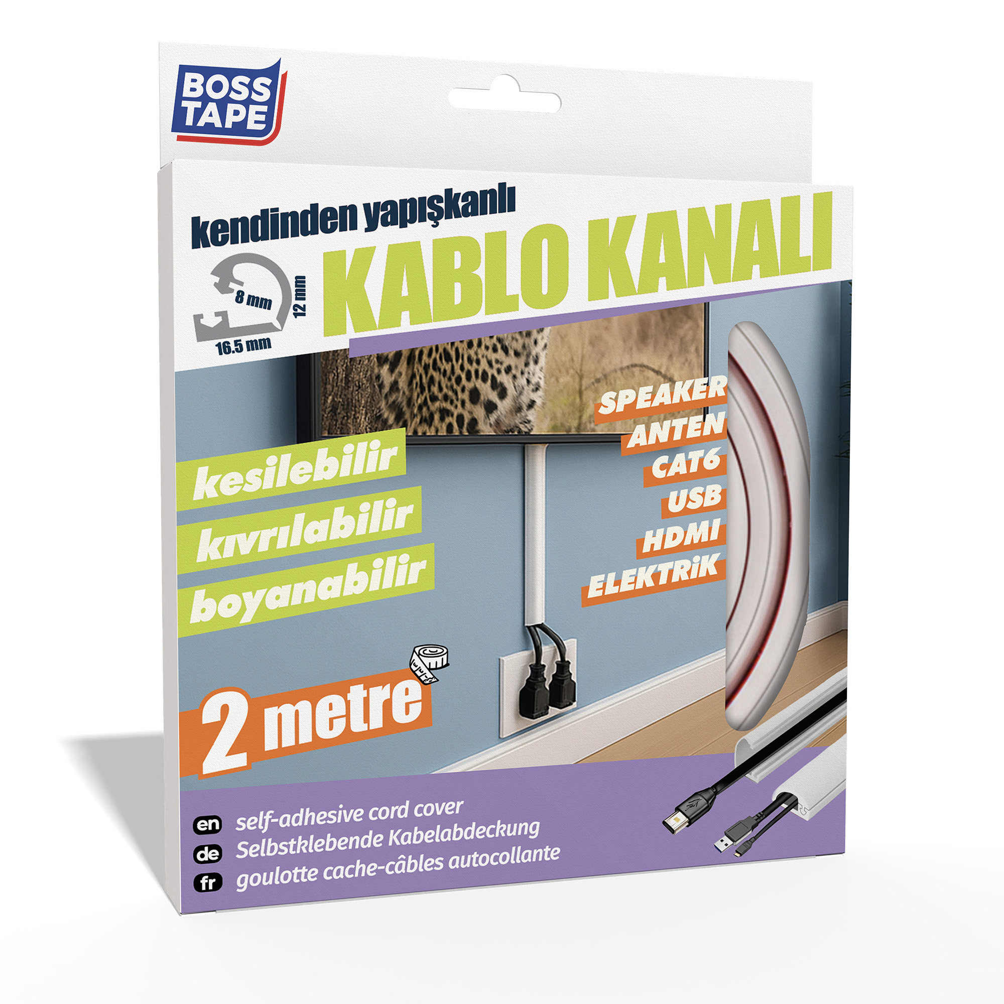 Boss TapeMobilya AksesuarKablo Saklama Kanalı 2 Metre Beyaz