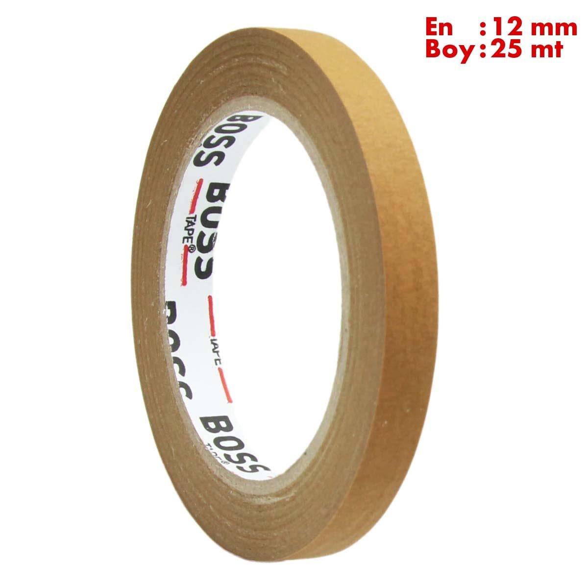 Boss TapeÇift Taraflı BantlarKahverengi Maskeleme Bandı Kağıt Bant En:12mm Boy:25mt