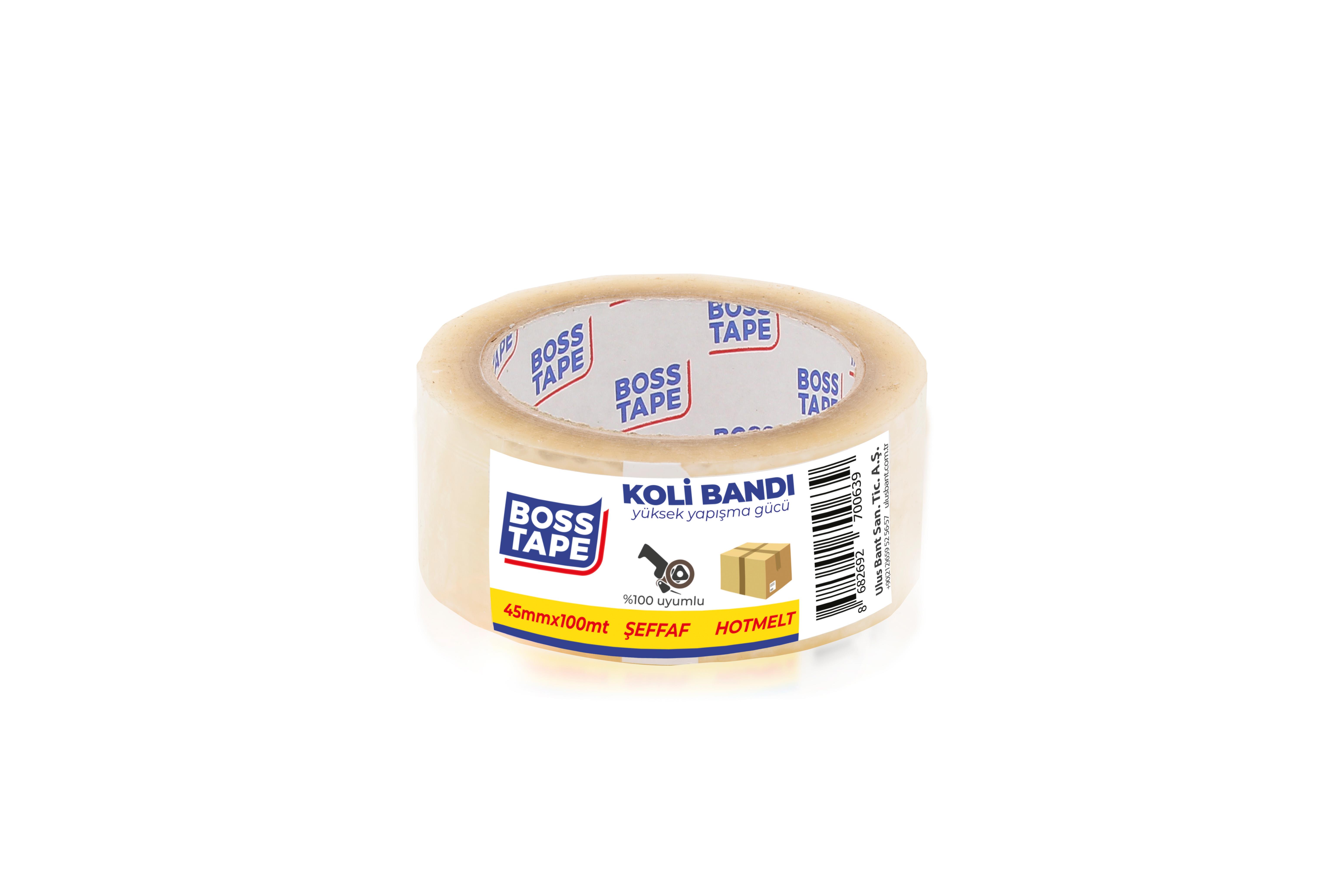 Boss TapeMaskeleme BantlarıKoli Bandı Şeffaf En:45mm Boy:100mt