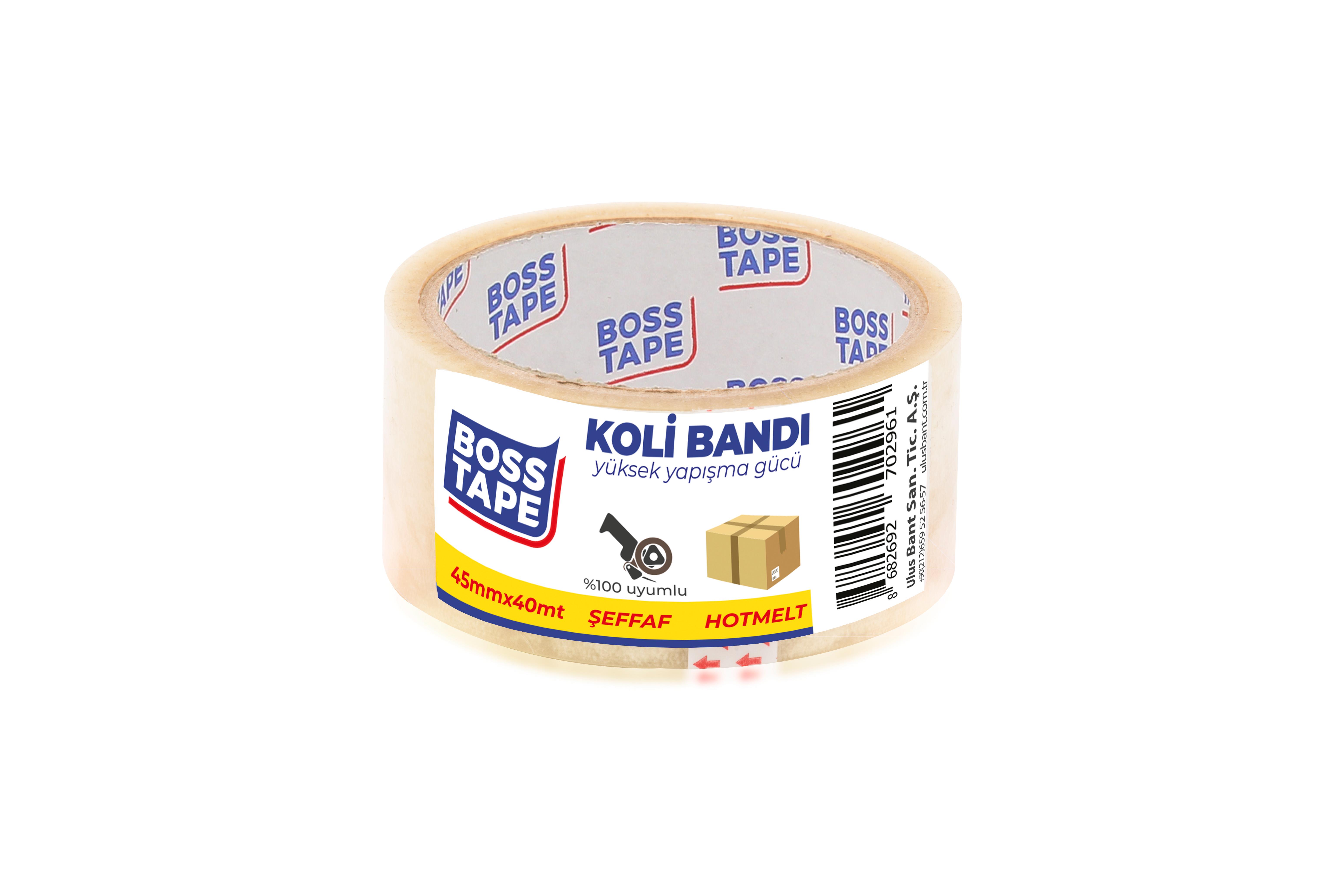 Boss Tapeİzolasyon BantlarıKoli Bandı Şeffaf En:45mm Boy:40mt