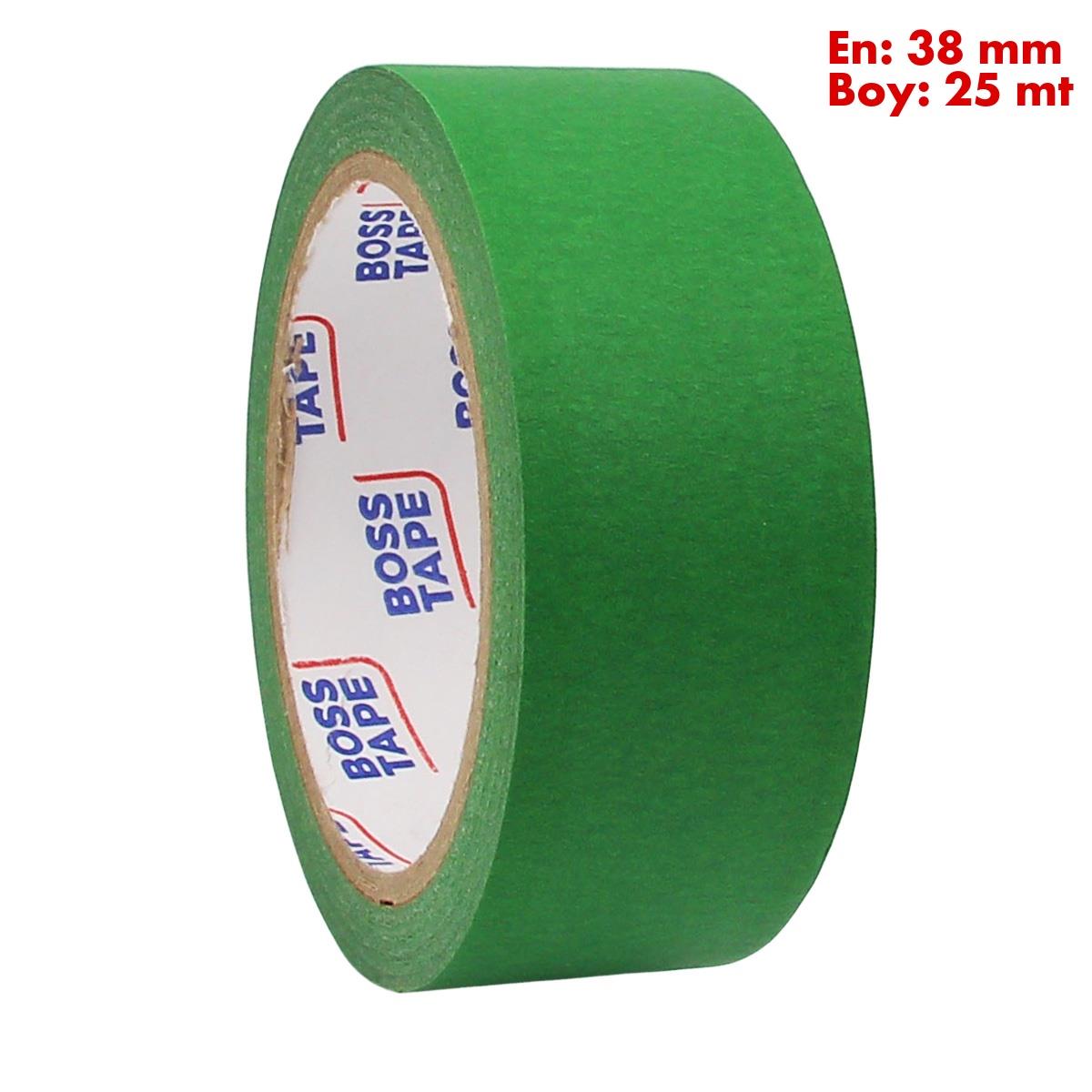 Boss TapeMaskeleme BantlarıKoyu Yeşil Maskeleme Bandı Kağıt Bant En:38mm Boy:25mt