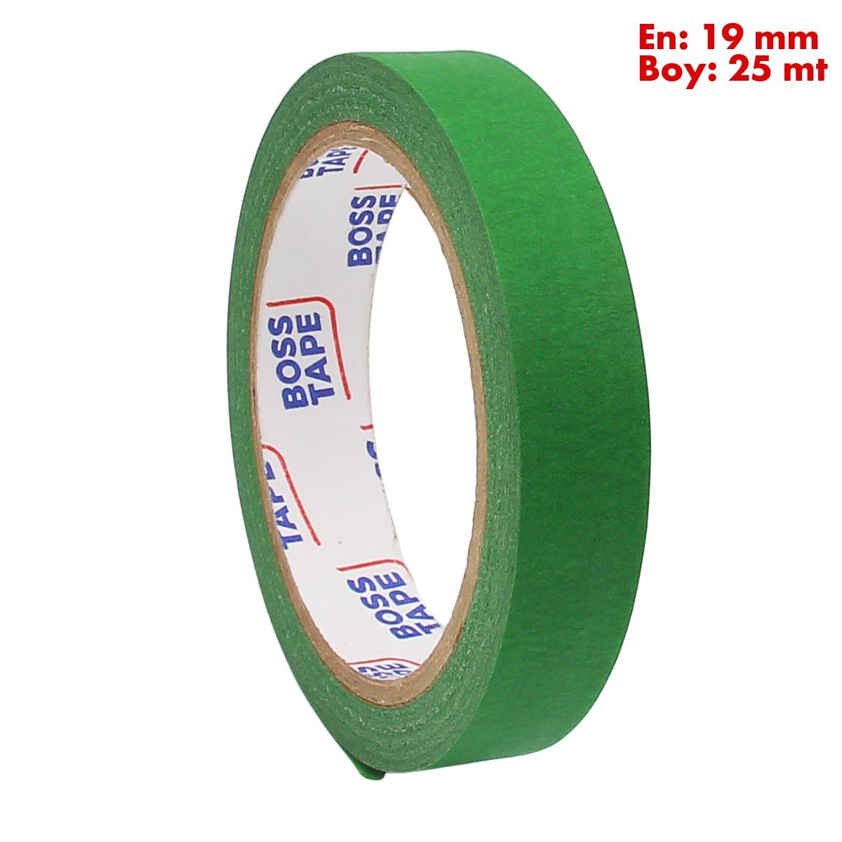 Boss TapeMaskeleme BantlarıKoyu Yeşil Maskeleme Bandı Kağıt Bant En:19mm Boy:25mt