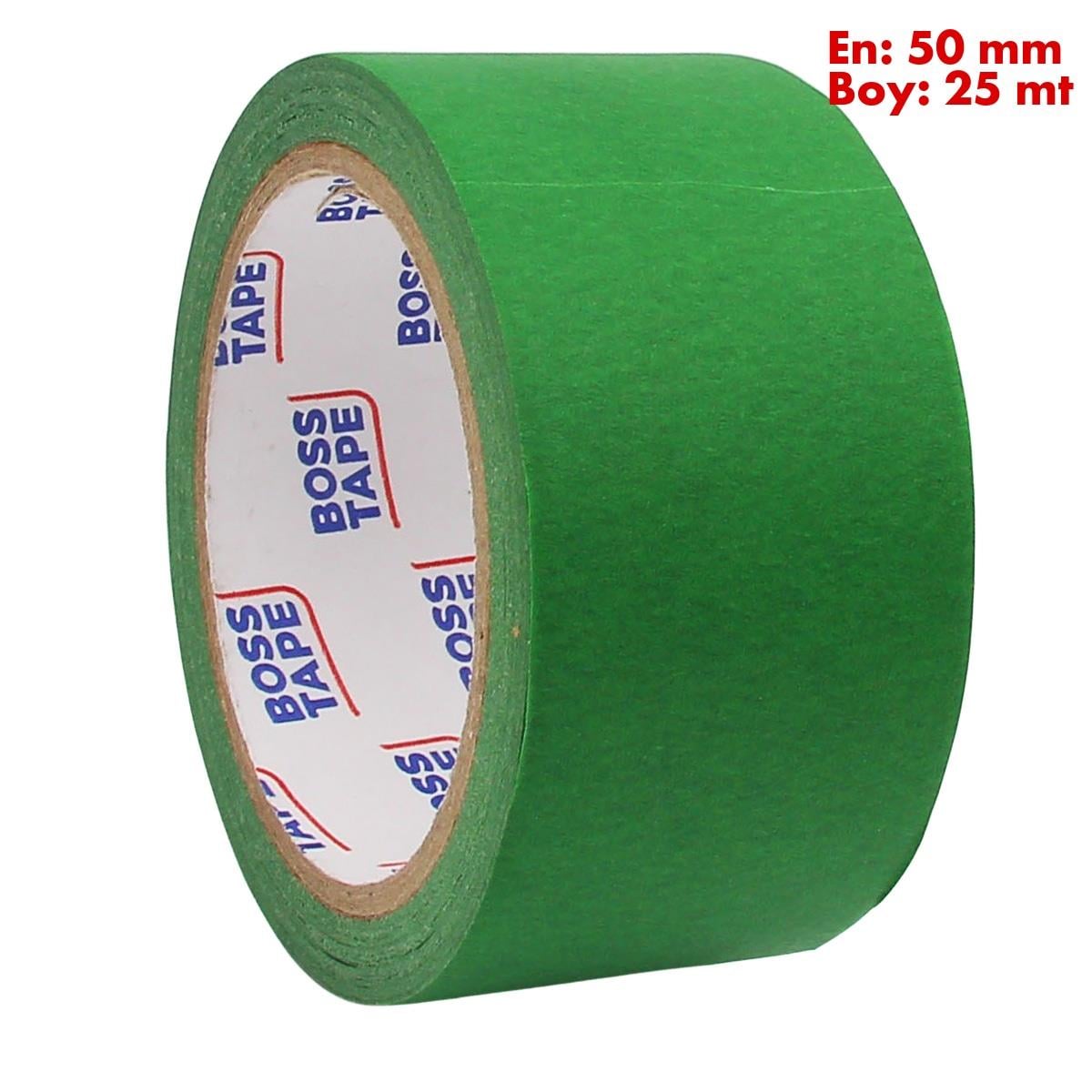 Boss TapeMaskeleme BantlarıKoyu Yeşil Maskeleme Bandı Kağıt Bant En:50mm Boy:25mt