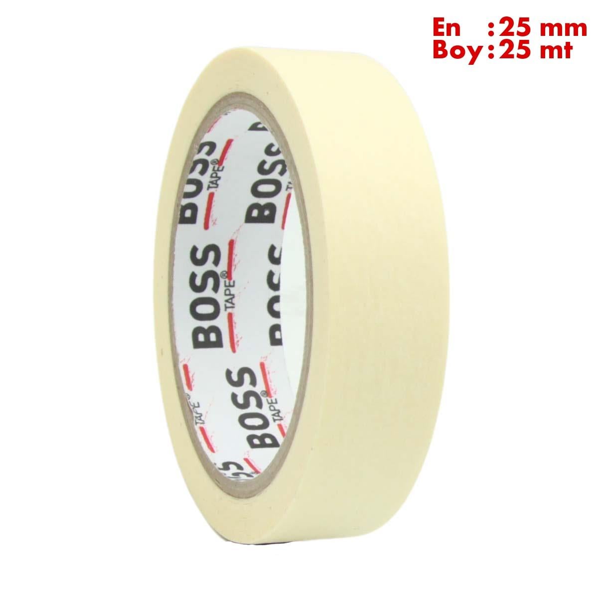 Boss TapeKaydırmaz BantlarMaskeleme Bandı Kağıt Beyaz Bant En:25mm Boy: 25mt