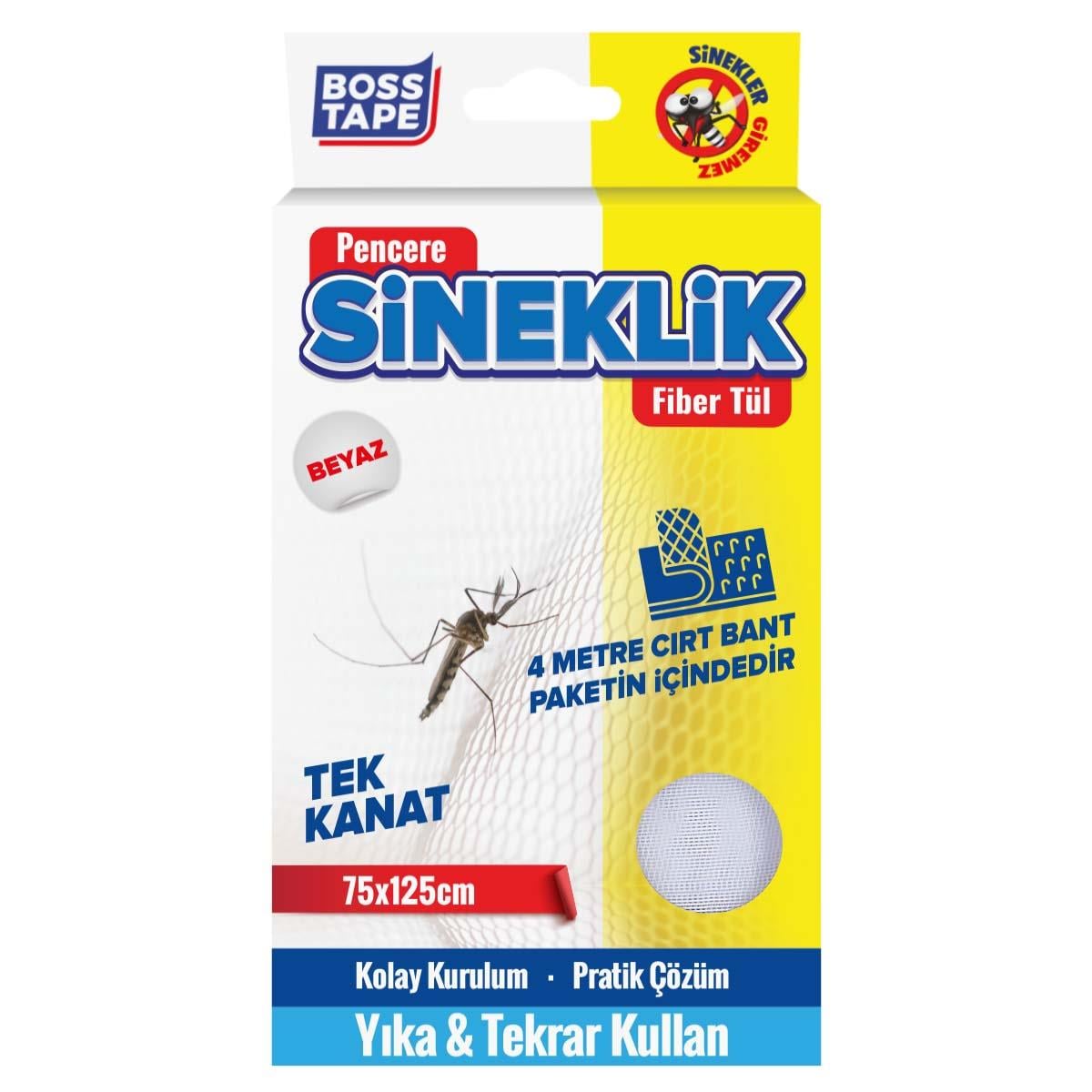 Boss TapeSineklikPencere Cam Sineklik 75x125cm Cırt Bantlı