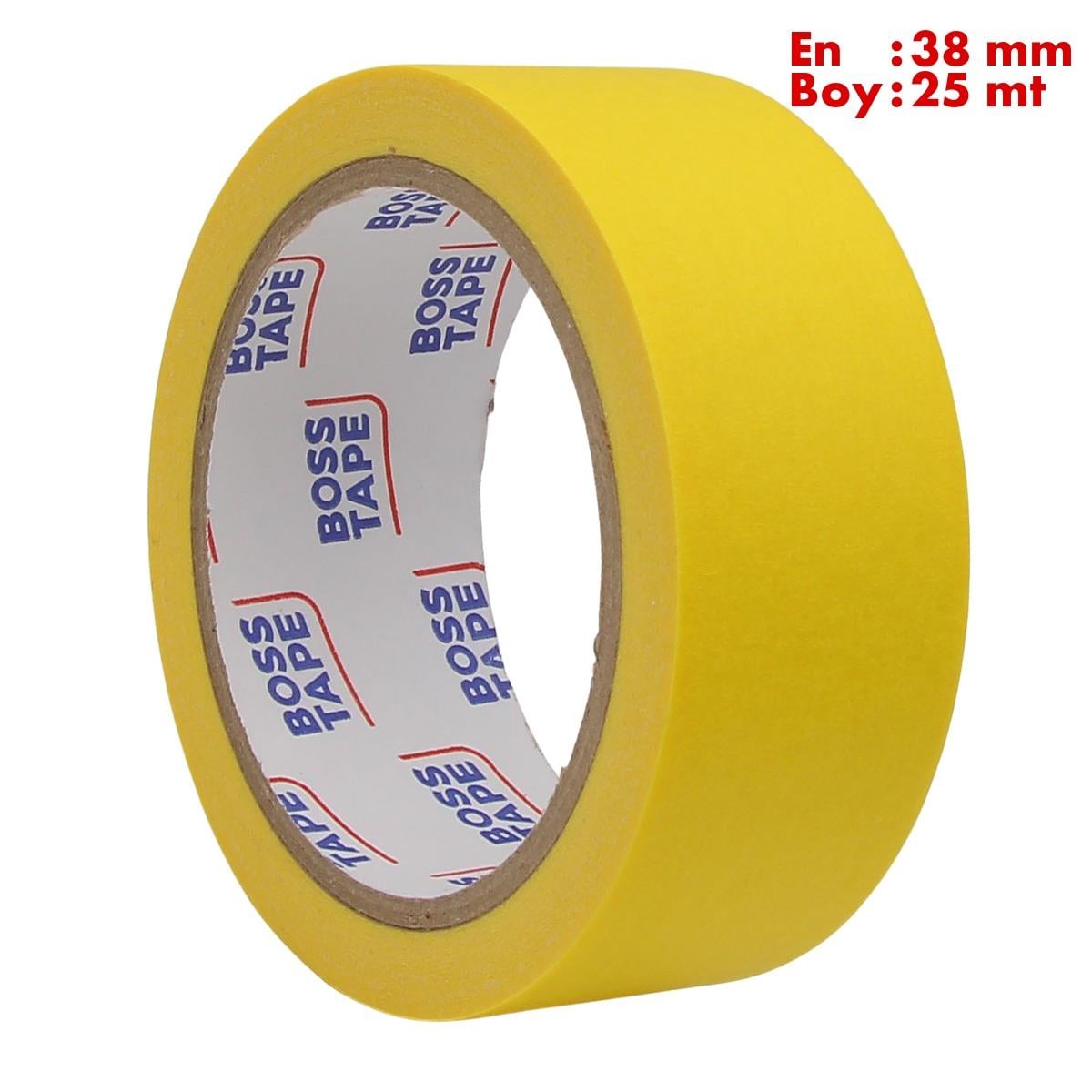 Boss TapeMaskeleme BantlarıSarı Maskeleme Bandı Kağıt Bant En:38mm Boy:25mt