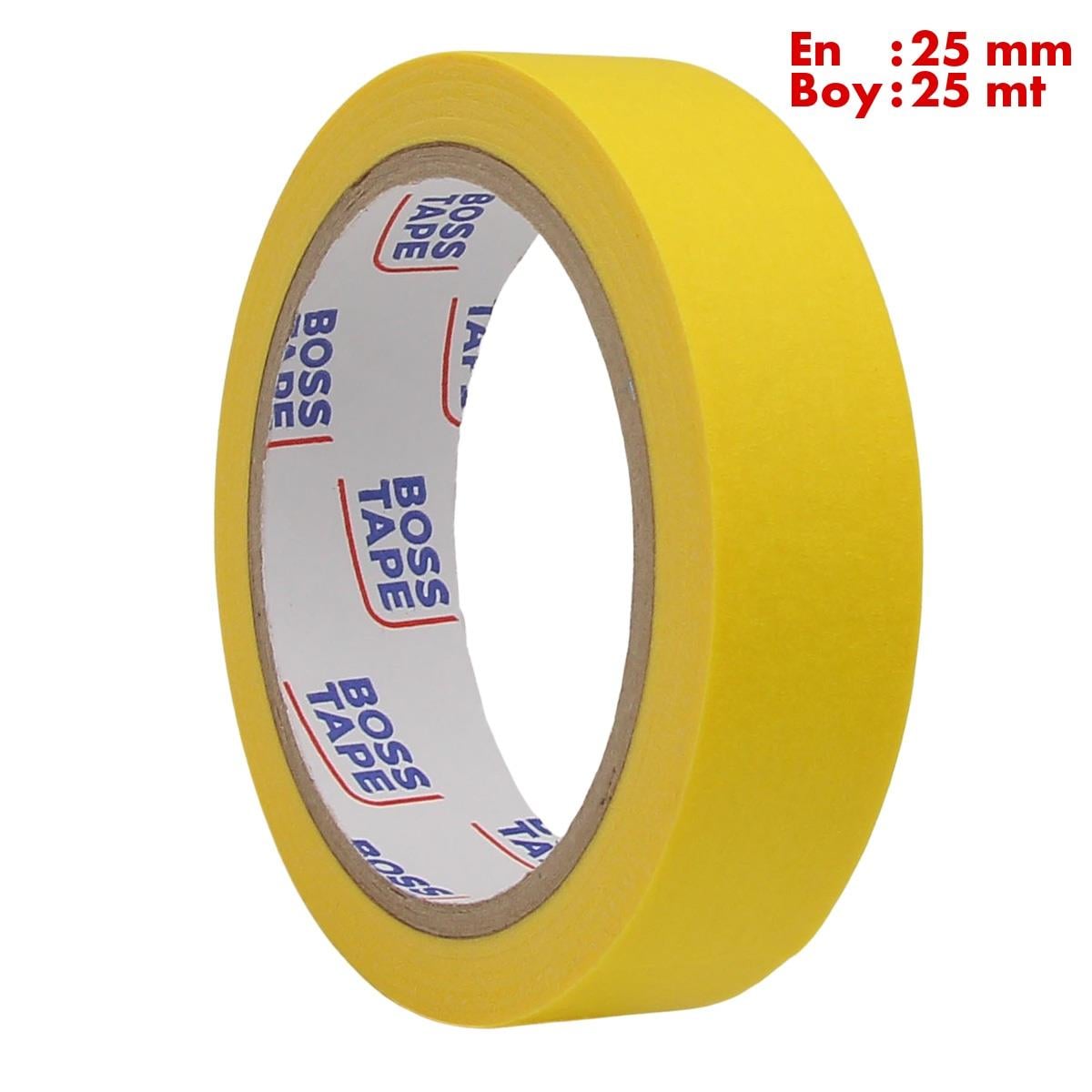 Boss TapeMaskeleme BantlarıSarı Maskeleme Bandı Kağıt Bant En:25mm Boy:25mt