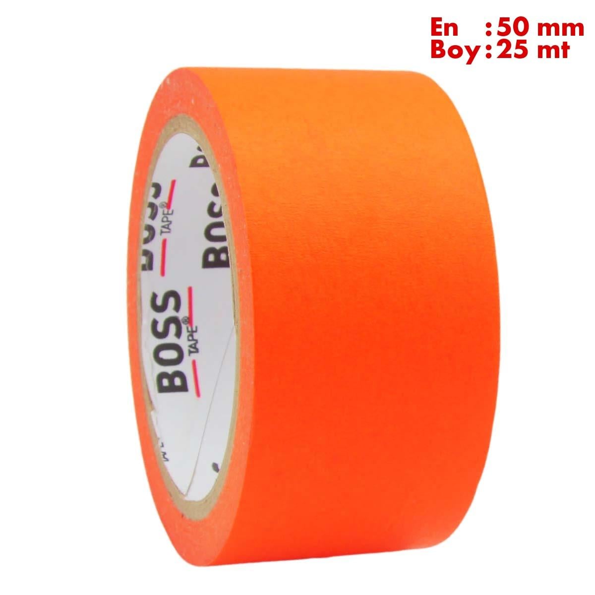 Boss TapeÇift Taraflı BantlarTuruncu Maskeleme Bandı Kağıt Bant En:50mm Boy:25mt
