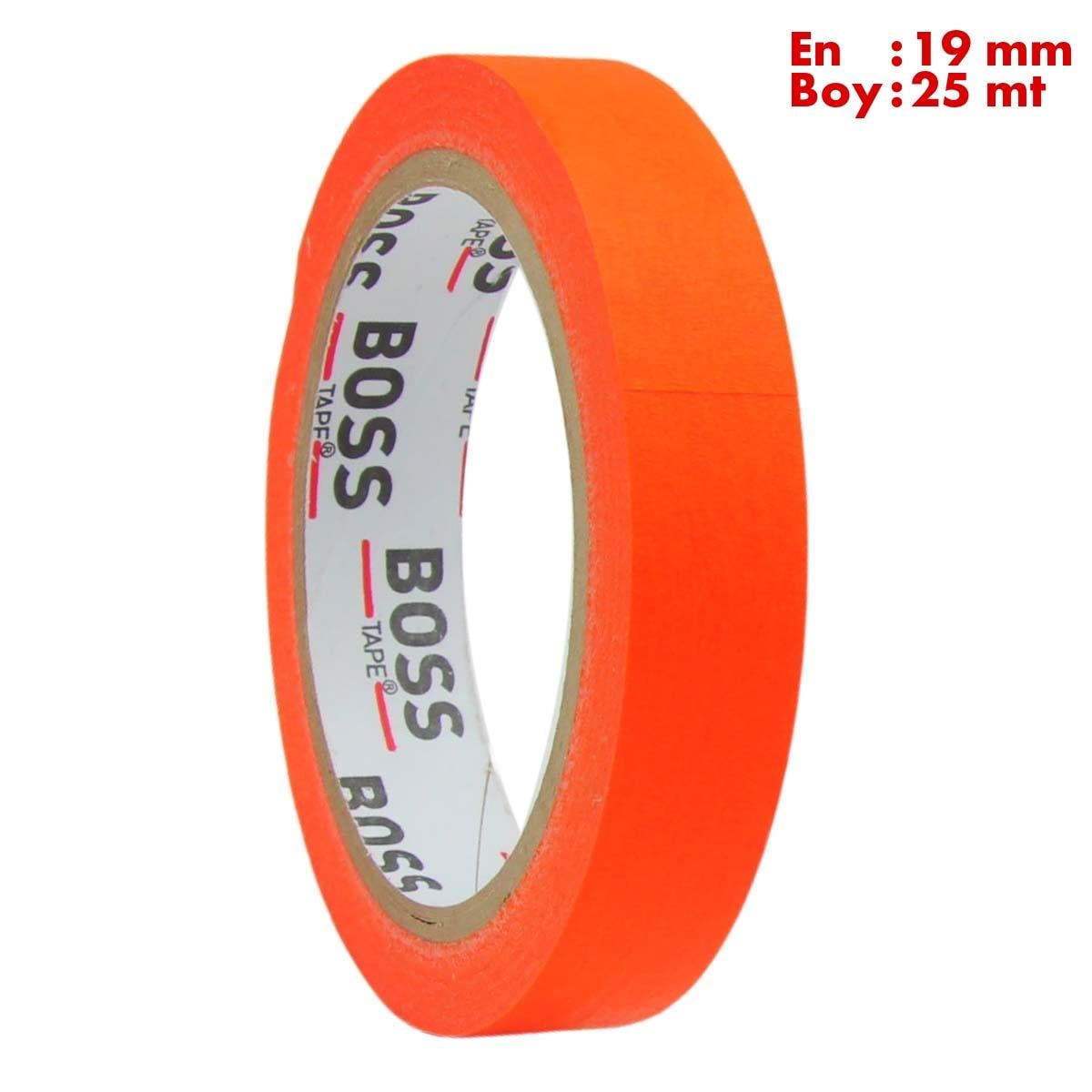 Boss TapeÇift Taraflı BantlarTuruncu Maskeleme Bandı Kağıt Bant En:19mm Boy:25mt