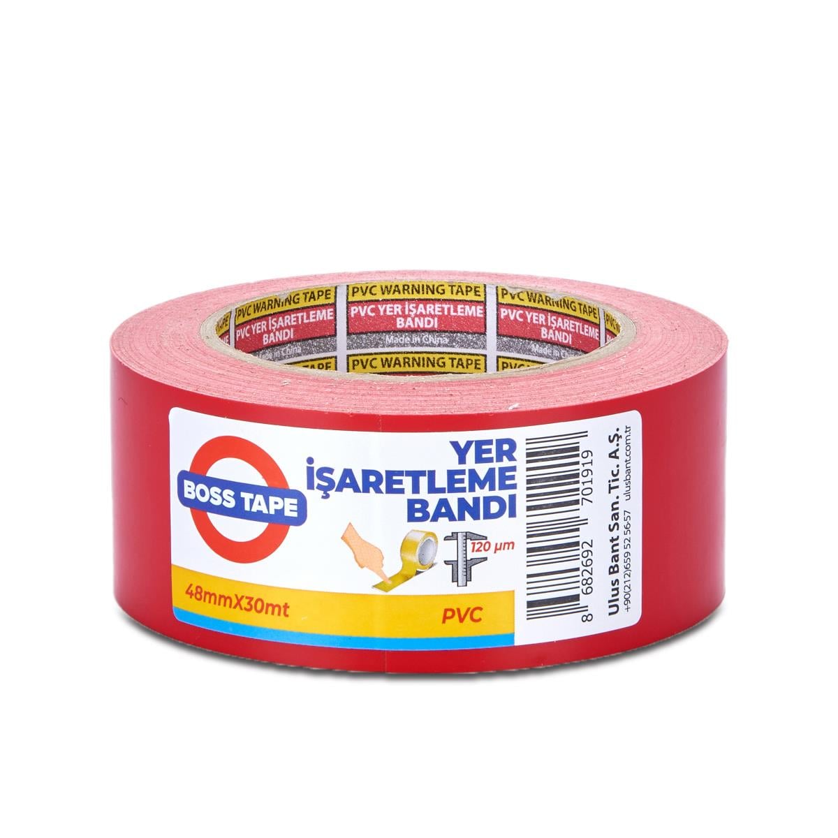 Boss TapeKaydırmaz BantlarYer İşaretleme Bandı En:48mm Boy:30mt Kırmızı