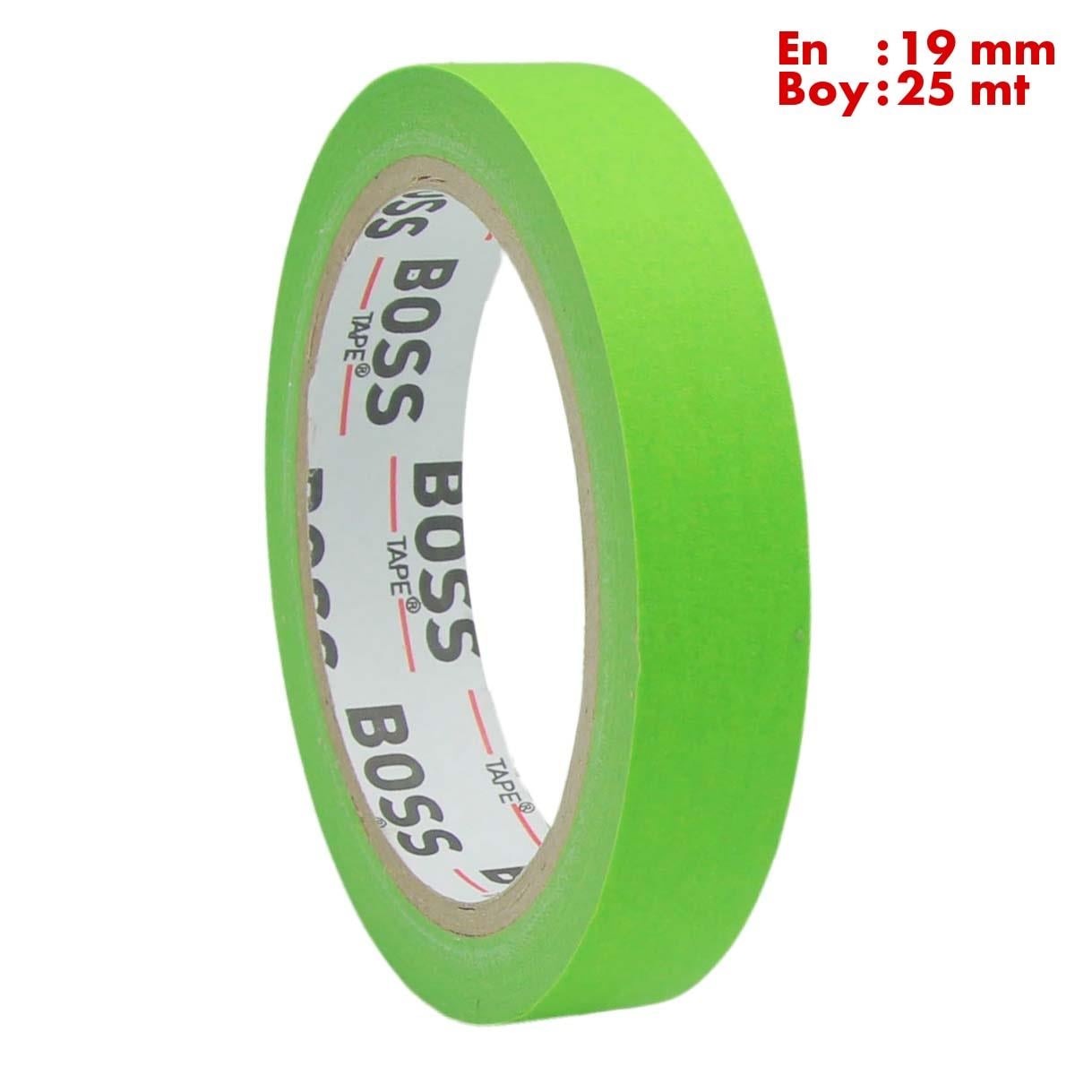 Boss TapeÇift Taraflı BantlarYeşil Maskeleme Bandı Kağıt Bant En:19mm Boy:25mt