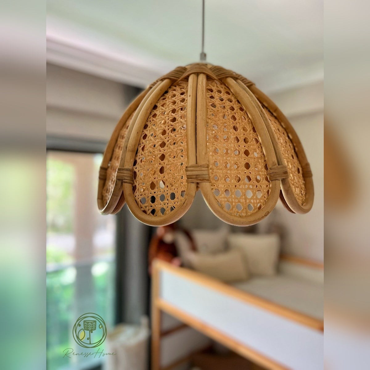 Kariba El Yapımı Rattan Sarkıt Avize – Doğal Hasır Bohem Tavan Aydınlatması