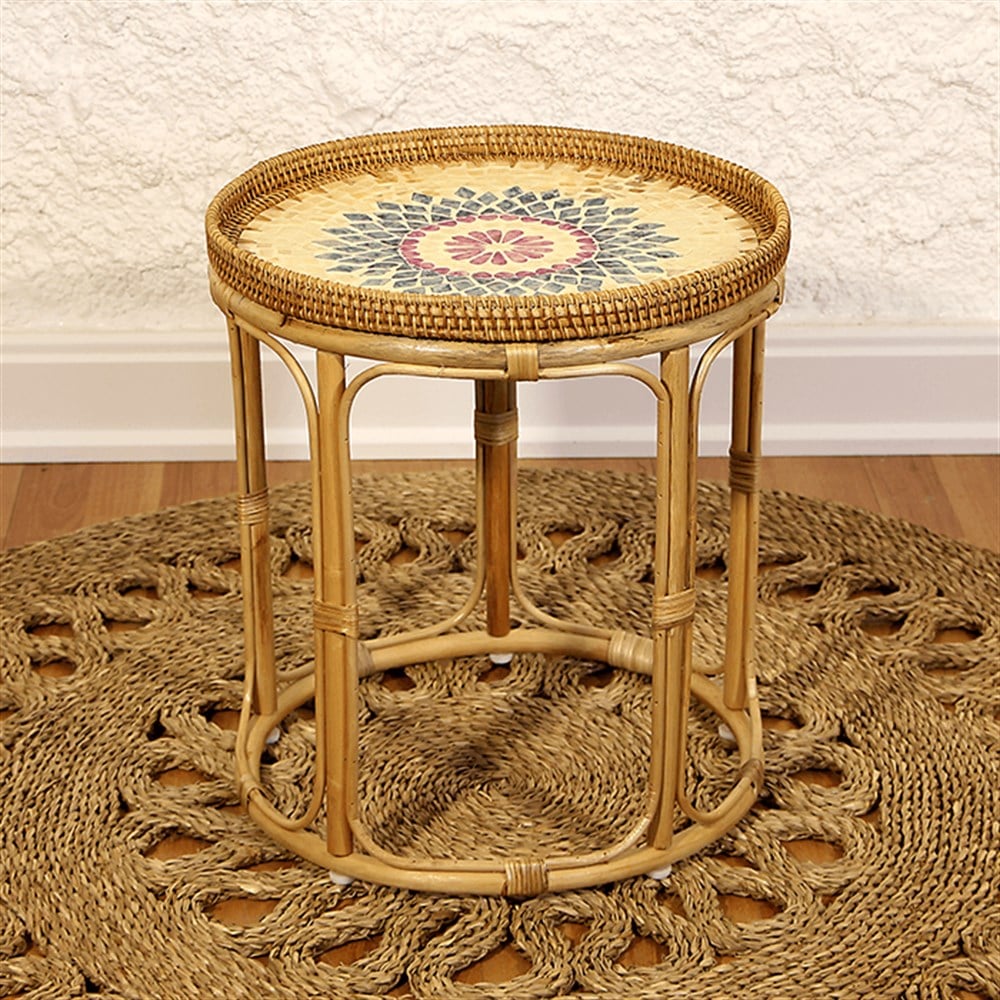 Mukano Sedefli Rattan Sehpa