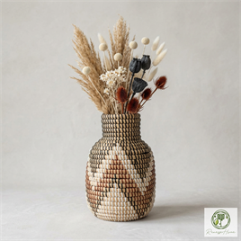 Niono El Yapımı Deniz Sazı Vazo 19x30 cm Doğal Seagrass Dekoratif Boho Vazo Ev Dekoru