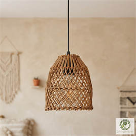 Zaria El Yapımı Doğal Rattan Mini Sarkıt Lamba 16x18 cm – Bohem Dekoratif Aydınlatma