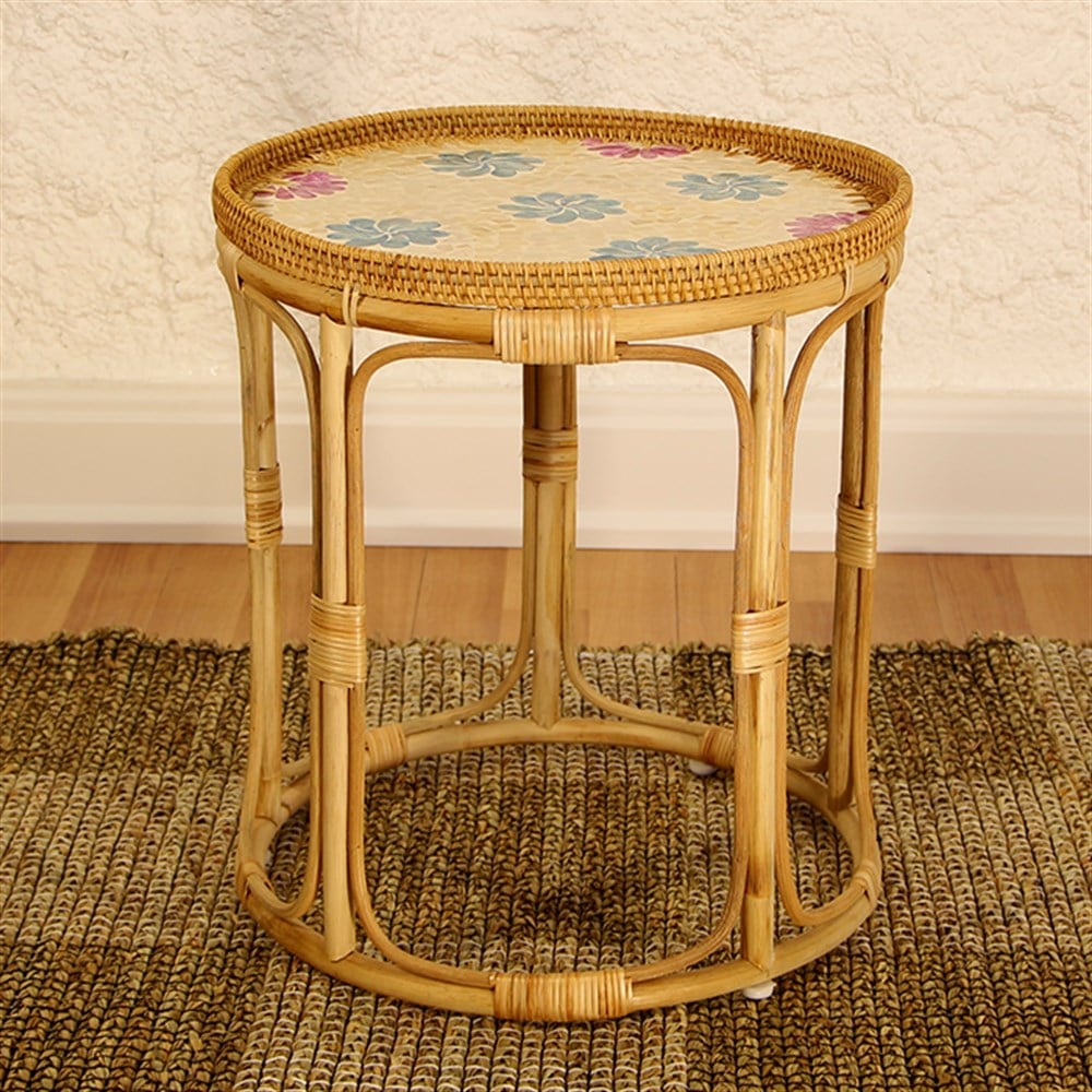 Çiçek Sedefli Rattan Sehpa