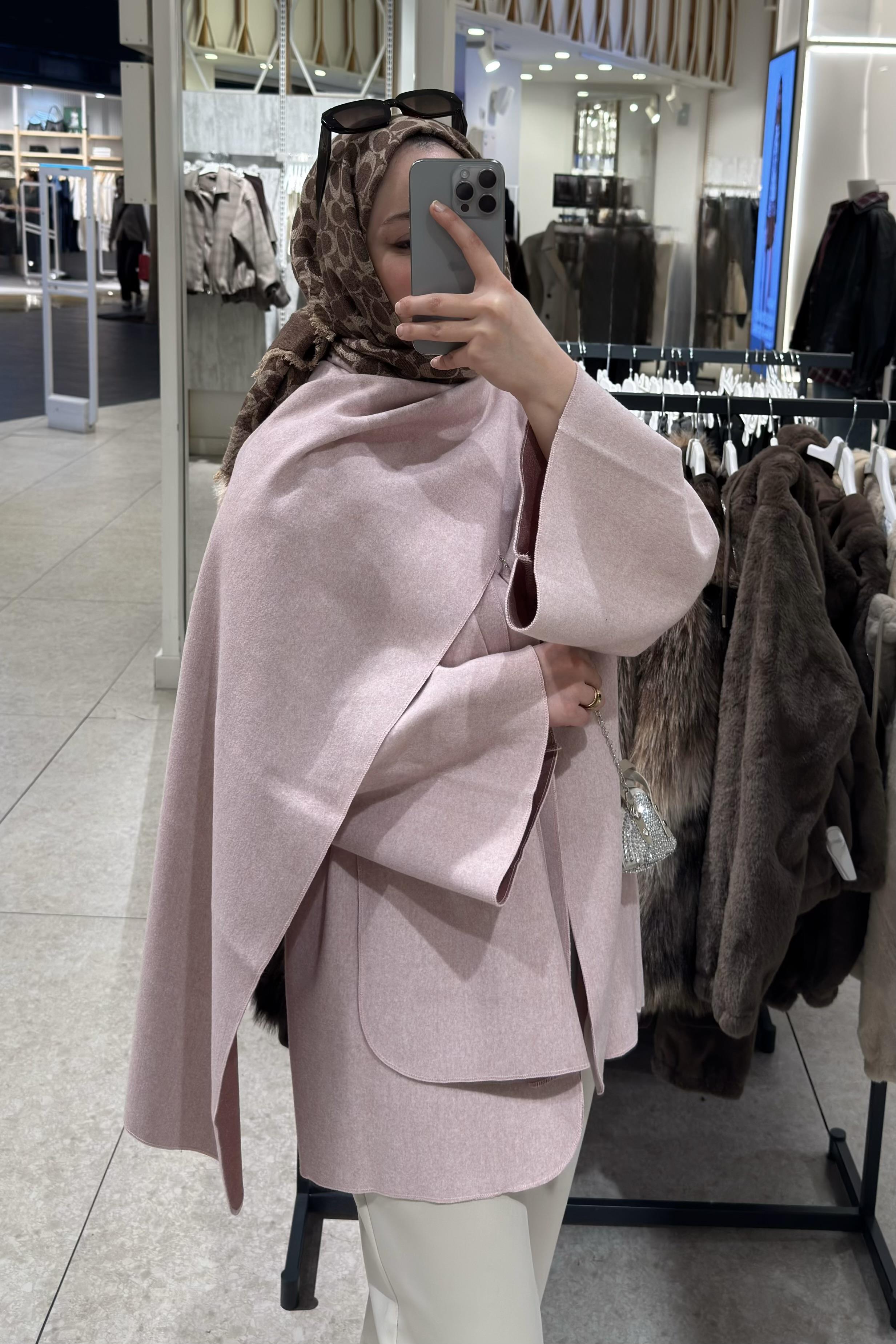 Atkılı Kaşe Ceket Pembe 