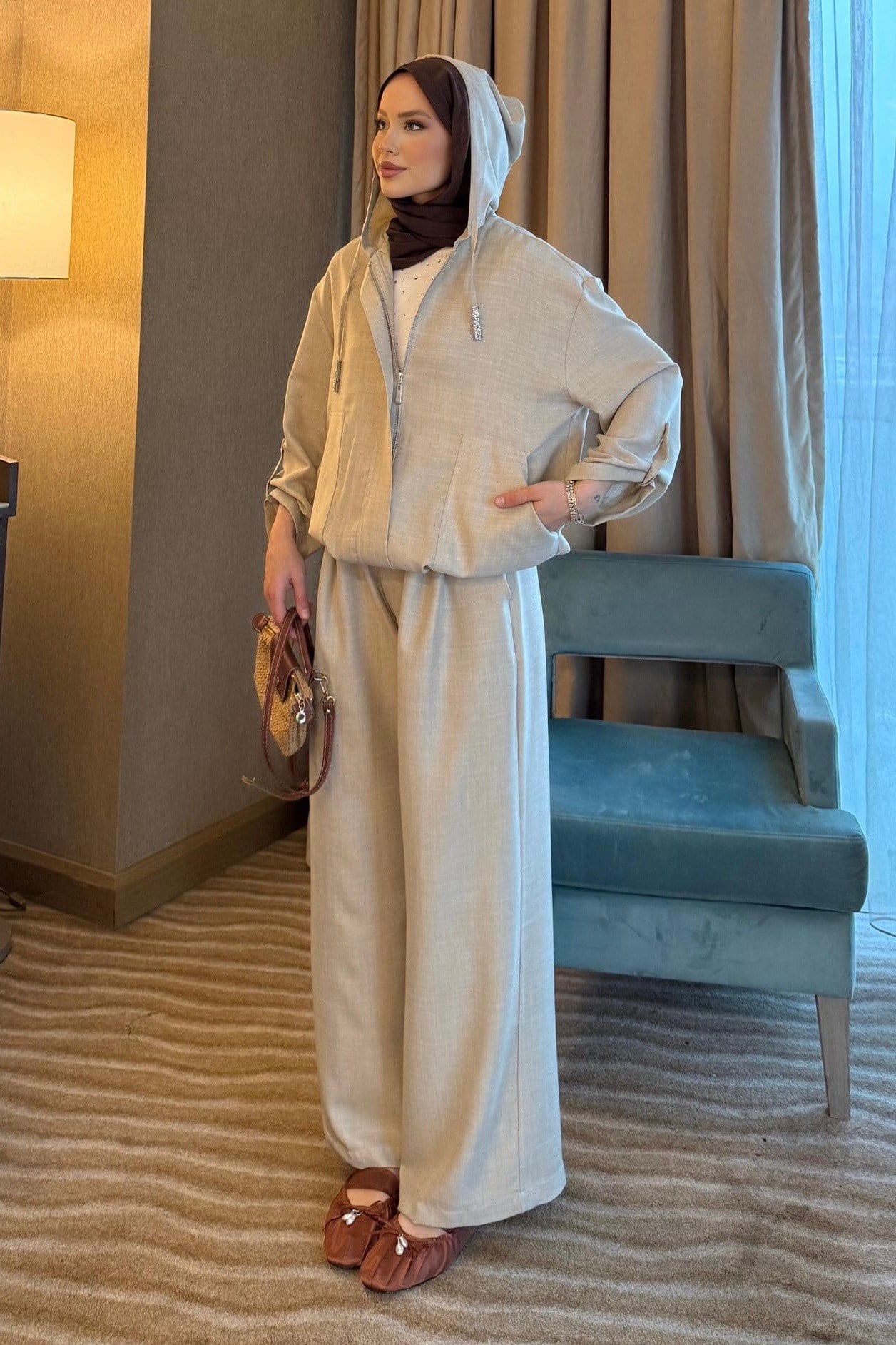 Elegance Üçlü Takım Vizon