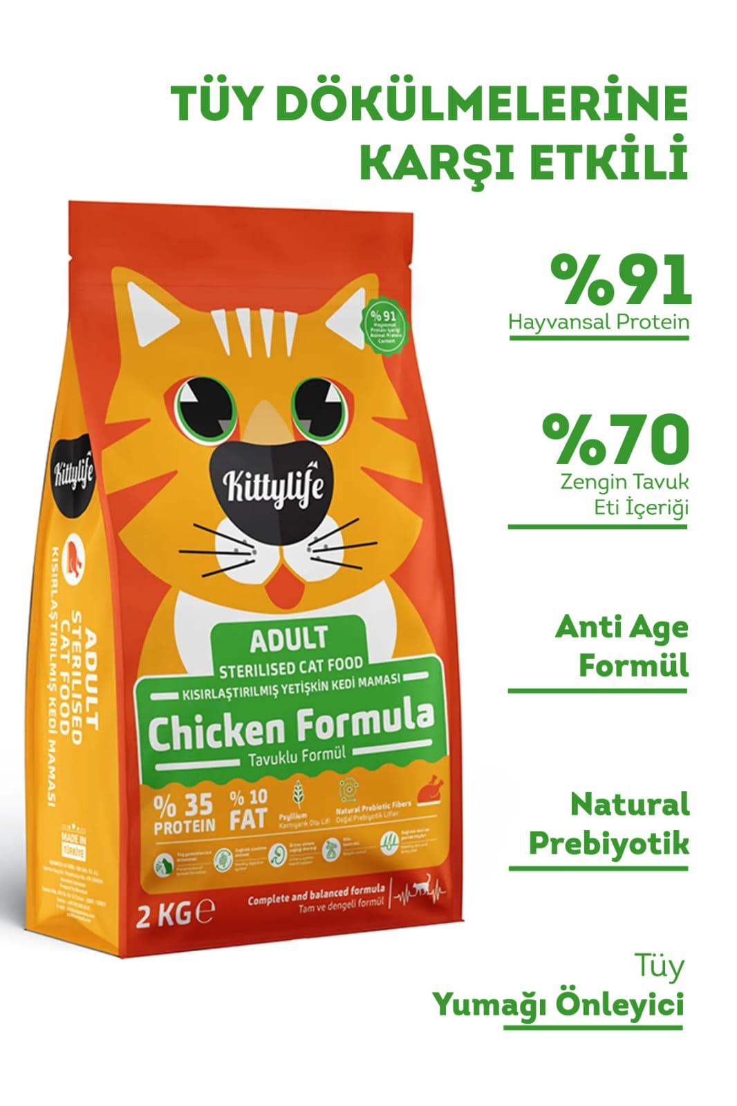 Kittylife Tavuklu Kısırlaştırılmış Kedi Maması 2 kg