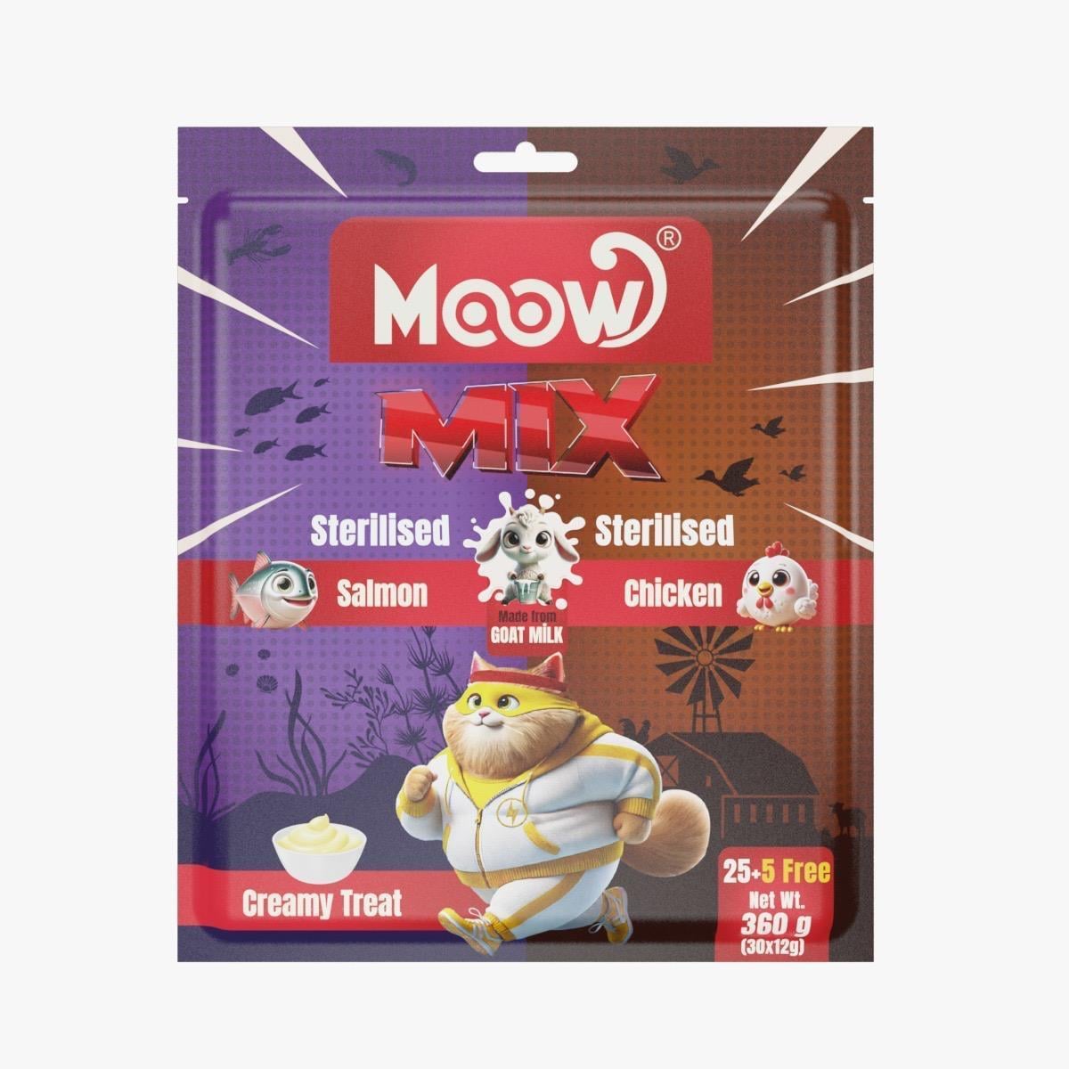 Moow Karışık Somonlu & Tavuklu & Keçi Sütlü Sterilised Krema 30'lu