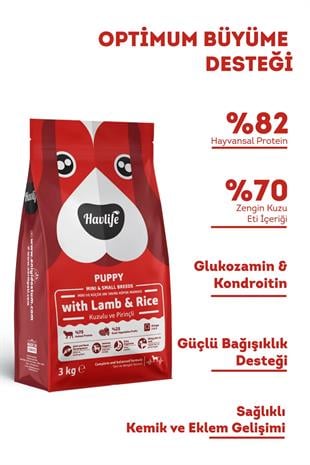 Havlife Mini ve Küçük Irk Kuzulu Yavru Köpek Maması 3 kg