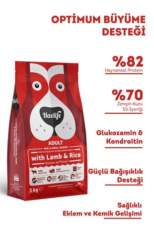 Havlife Mini ve Küçük Irk Kuzulu Yetişkin Köpek Maması 3 kg