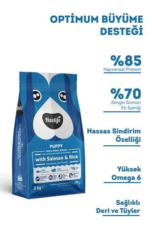 Havlife Mini ve Küçük Irk Somonlu Yavru Köpek Maması 3 kg