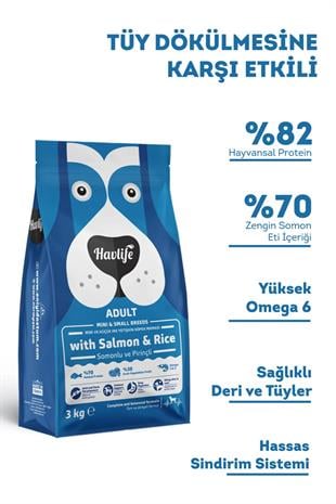 Havlife Mini ve Küçük Irk Somonlu Yetişkin Köpek Maması 3 kg