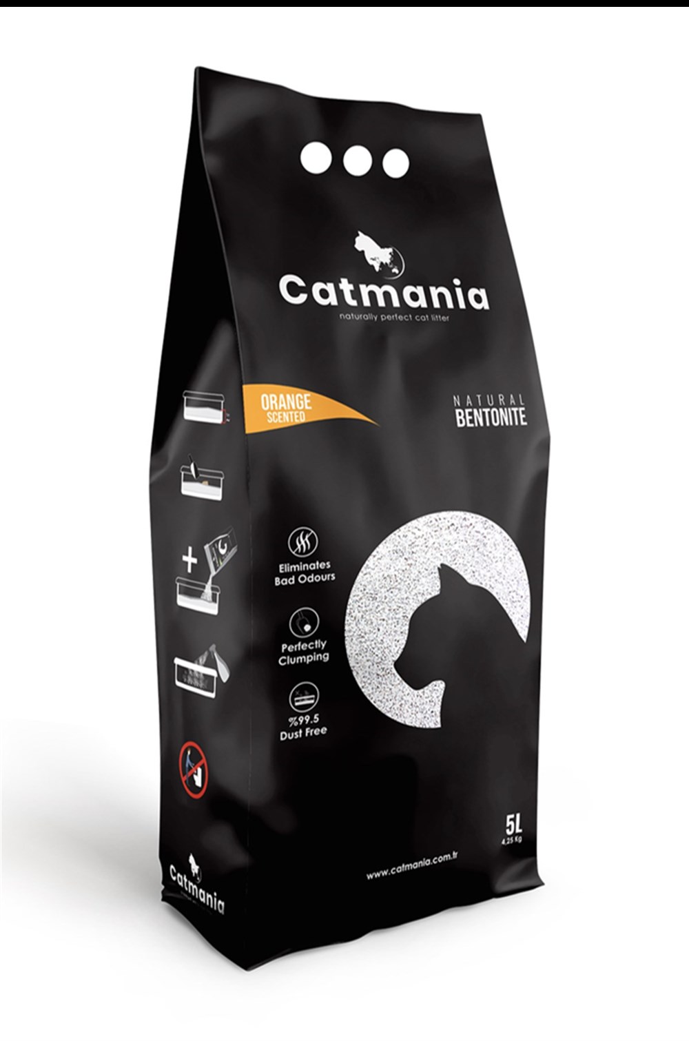 Catmania Premium Portakal Kokulu Renkli Tanecikli Topaklanan Kedi Kumu 10 L