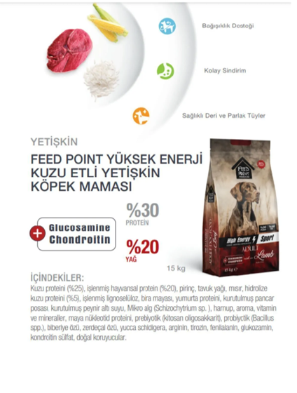 Feed Point Kuzulu Yüksek Enerji Yetişkin Köpek Maması 15 kg