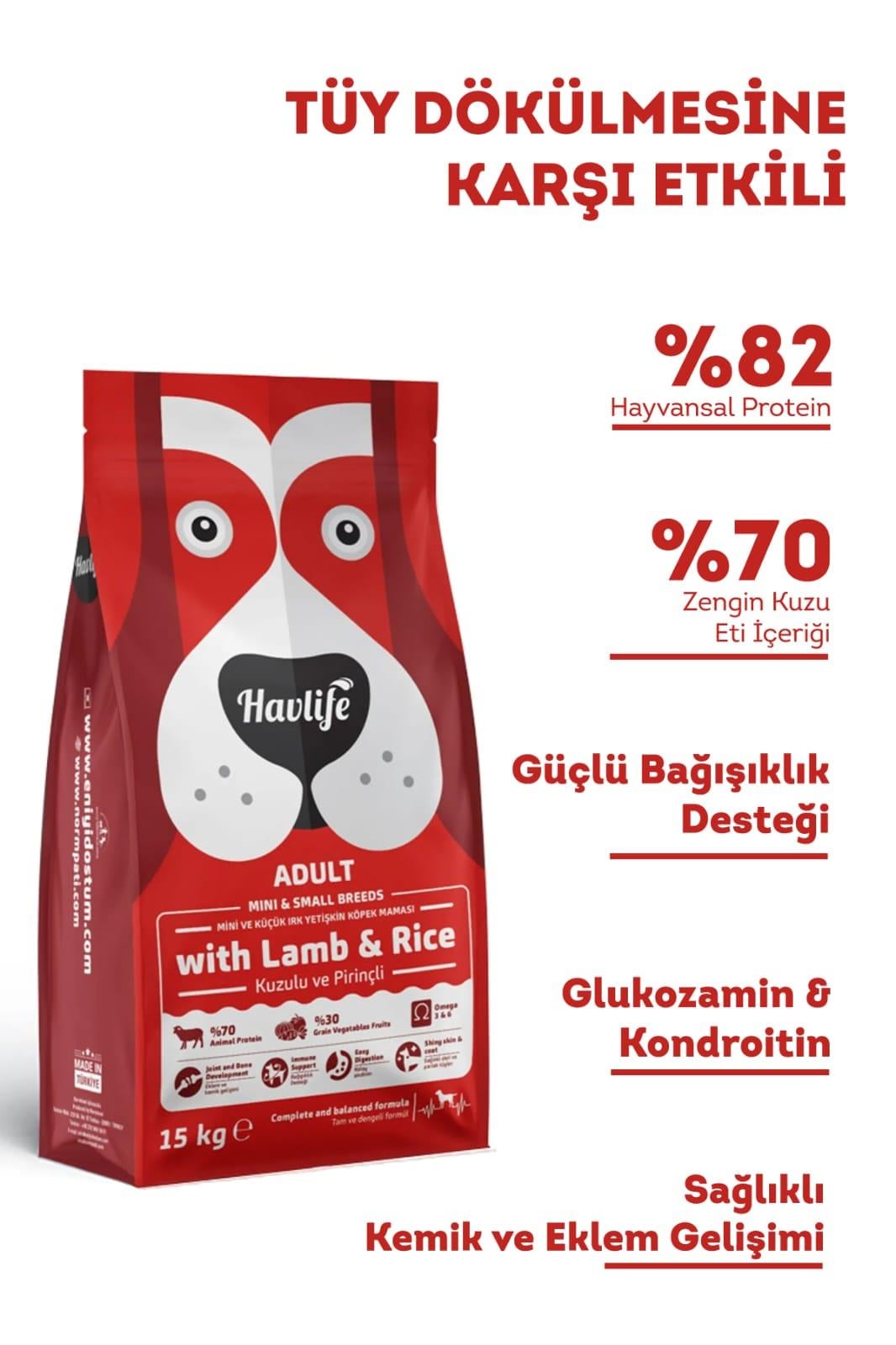 Havlife Mini ve Küçük Irk Kuzulu Yetişkin Köpek Maması 15 kg