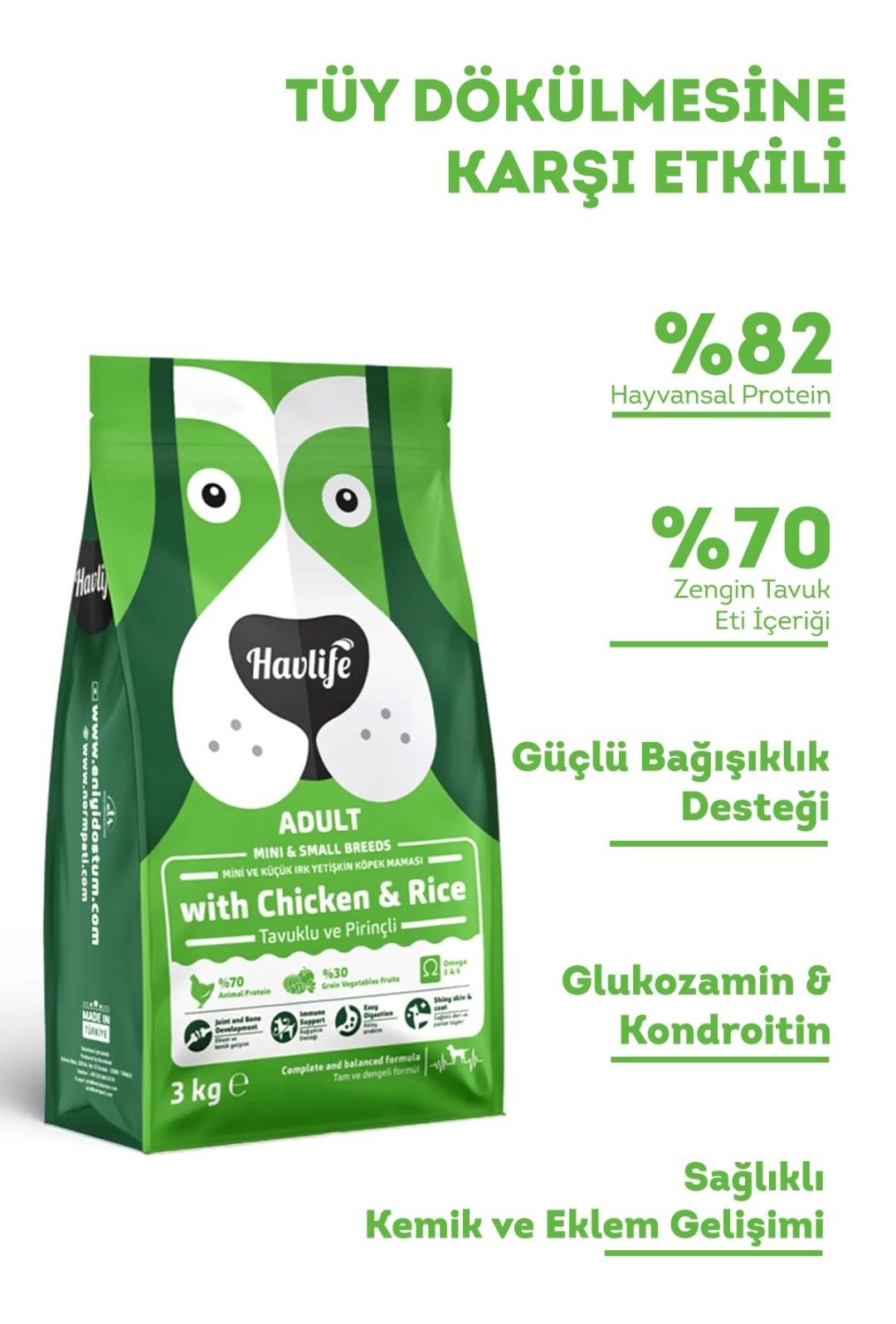 Havlife Mini ve Küçük Irk Tavuklu Yetişkin Köpek Maması 3 kg